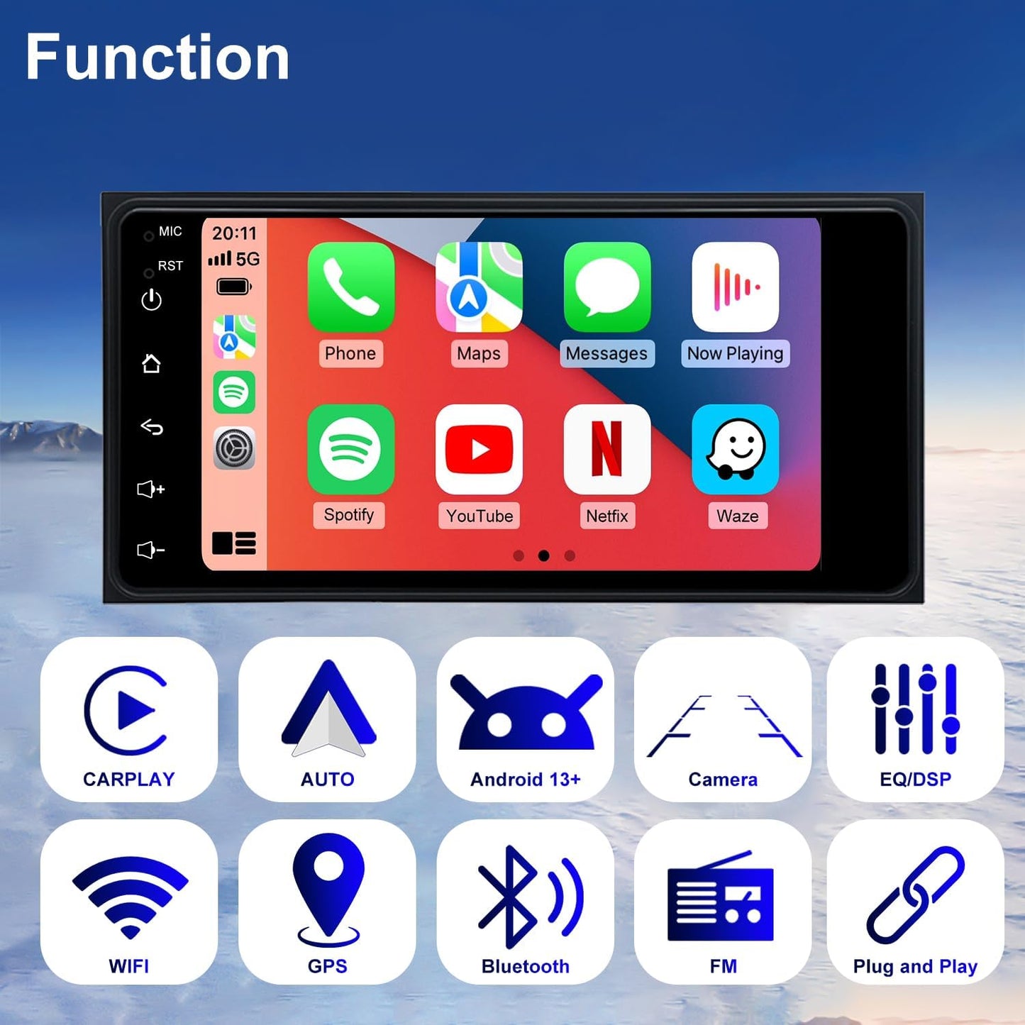 Upgrade 7'' Car Radio Stereo for Toyota Scion FR-S 2013-2016, tC 2005-2016 | xB 2004-2015, xD 2008-2014 Touchscreen Headunit, Wireless Carplay Android Auto, 5G WiFi GPS, Bluetooth FM SWC, Backup Camera