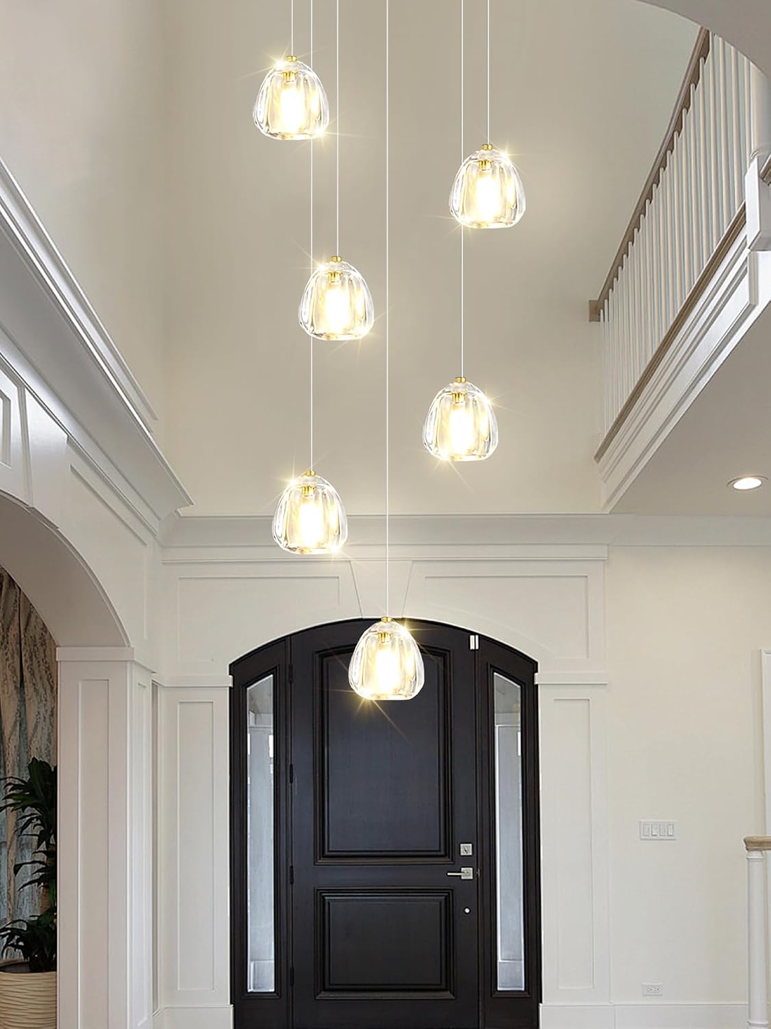 Modern Crystal Chandeliers 6-Lights Hanging Ball Pendant Light Gold