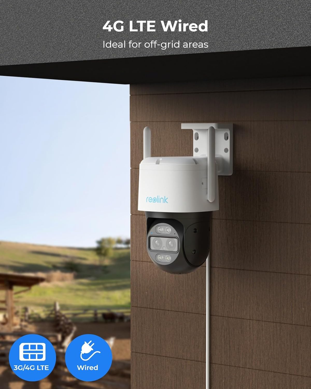 REOLINK Wired Cellular Security Camera Outdoor, 4G LTE Camera No WiFi Needed, 4MP PTZ, 6X Hybrid Zoom with Auto Tracking, Smart Detection, Plug-in