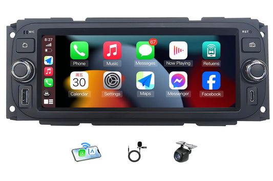 Radio for Dodge Ram 1500/2500/3500 2002-2006 Stereo for Jeep Grand Cherokee 1999-2004 for Jeep Wrangler 2003-2006 Wireless CarPlay Android Auto Bluetooth 5.0 6.8 Inch IPS Touch Screen 2+32