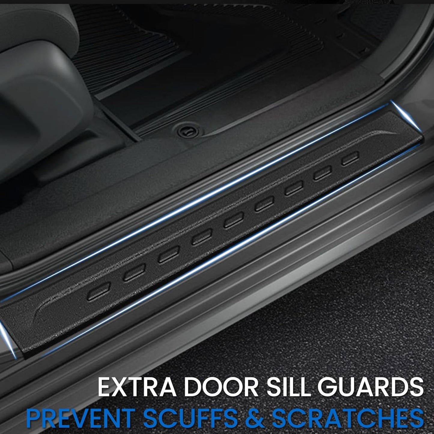 Floor Mats Set for 2023-2025 2026 Honda HR-V, All Weather TPE Backrest Mat Trunk Mat Cargo Liner Door Sill Guards Accessories for HRV (Floor Mats Set)