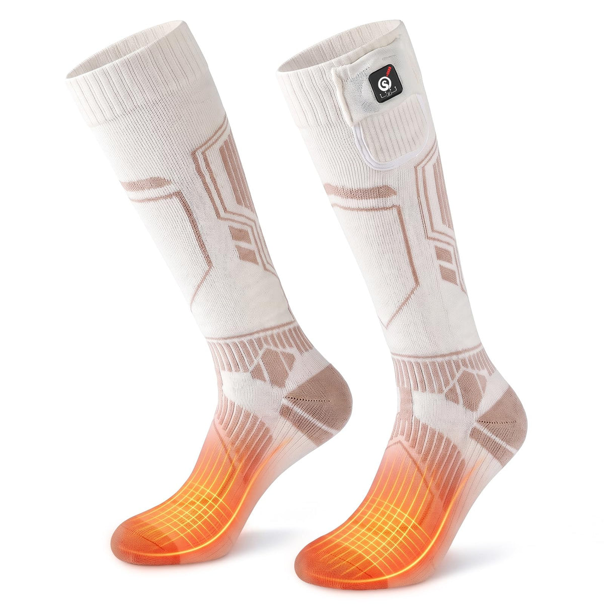SUN WILL Heated Socks for Men and Women, USB Rechargeable, 3 Heat Levels White X-Large