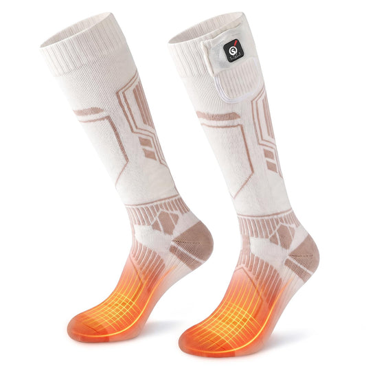 SUN WILL Heated Socks for Men and Women, USB Rechargeable, 3 Heat Levels White X-Large