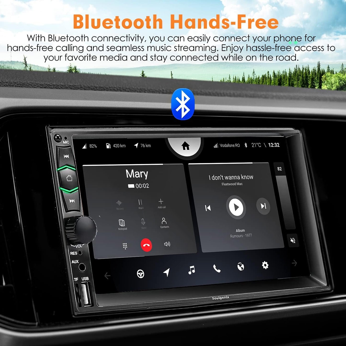 Soulgenix Double Din Car Stereo Wireless Apple CarPlay&Android Auto, 7-Inch FHD Touchscreen Car Radio with Bluetooth, Mirror Link, FM/USB/AUX/TF