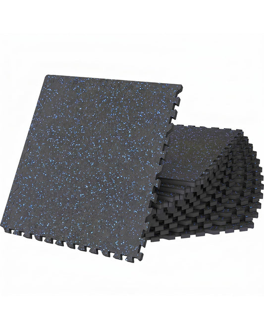0.56 Inch Thick 48 Sq Ft Gym Flooring for Home Gym, 12 Tiles Robust Rubber Top with Eva Foam Exercise Equipment Mats, Protective Flooring Puzzle Mat for Fitness Room 0.56in Black/Blue 48 Sq Ft (12 Tiles)