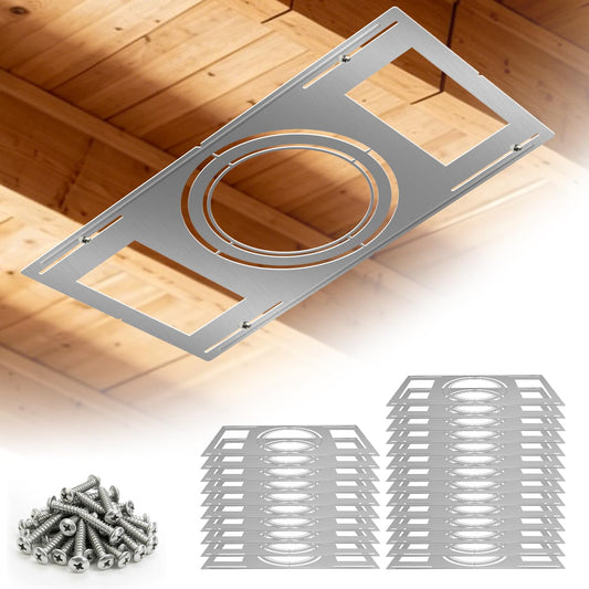 New Construction Mounting Plate - for 8/9/11 inch Recessed Light | 24 Packs, Measurement Marks, 26 inch Wafer Light Rough in Plate, Screws Included, Adjustable Slots, Galvanized Steel