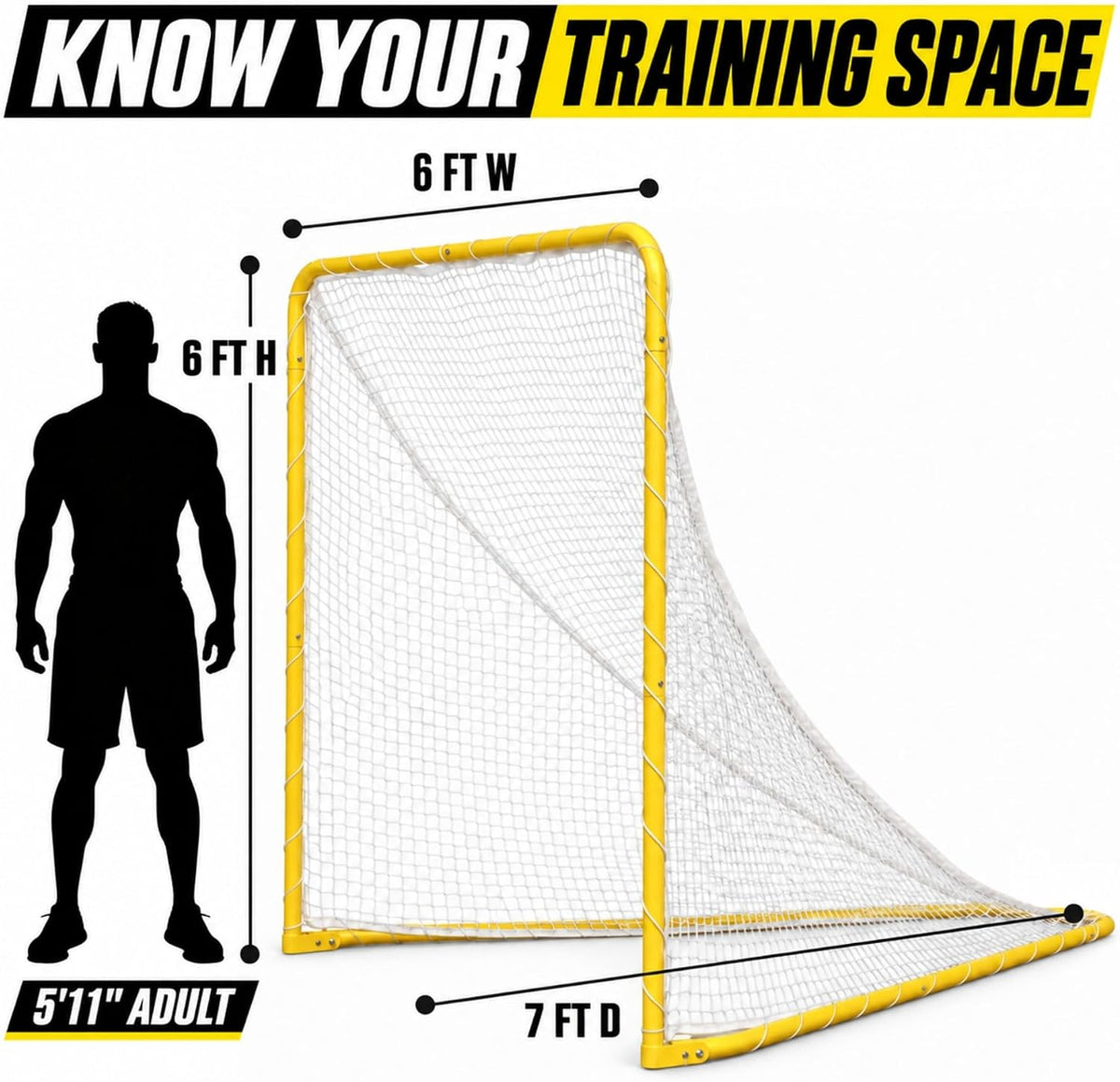 Lacrosse Goal with Target Sheet, 6x6x7 FT, Folding Steel Frame