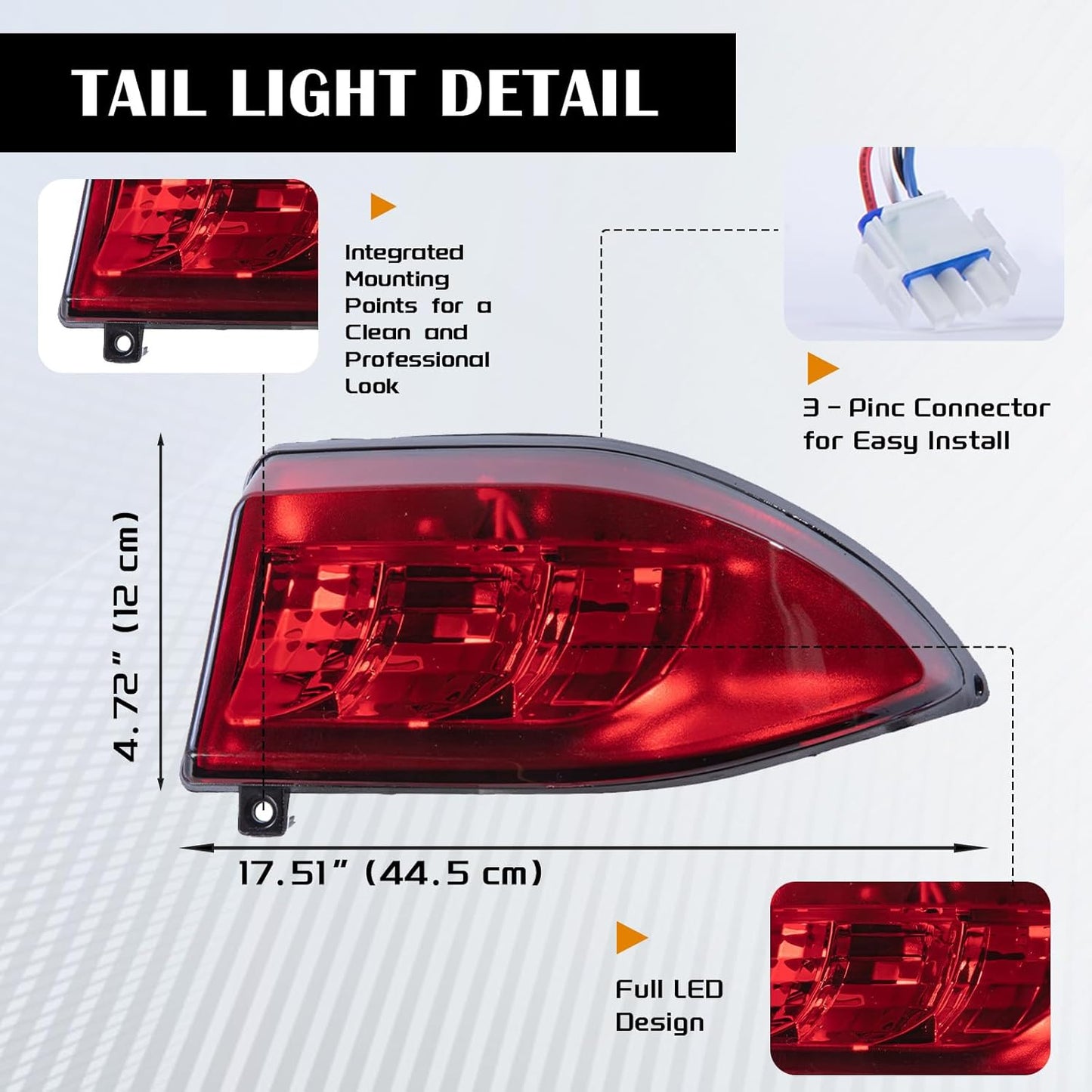 Club Car Tempo LED Street Legal Light Kit 48V, LED High Low Beam Headlight (OEM Style), taillight, Upgraded Wiring Harness, Deluxe Turn Signal Switch, Steering Wheel Cover, Brake pad Switch