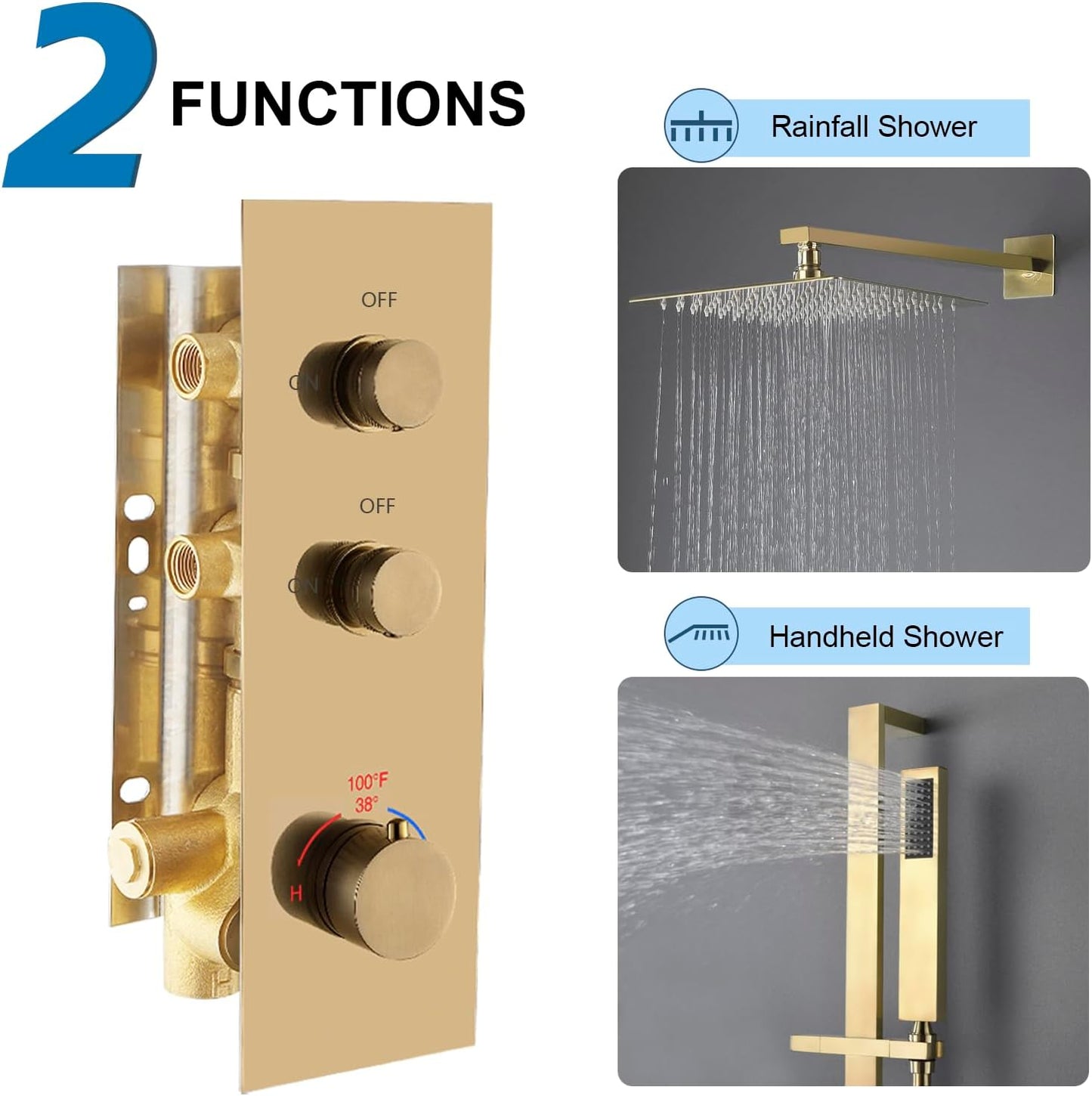 Slide Bar Shower System, Anti-Scald Thermostatic Shower System, Luxury Shower System with Rain Shower and Handheld Spray, Brushed Nickel Wall Mount