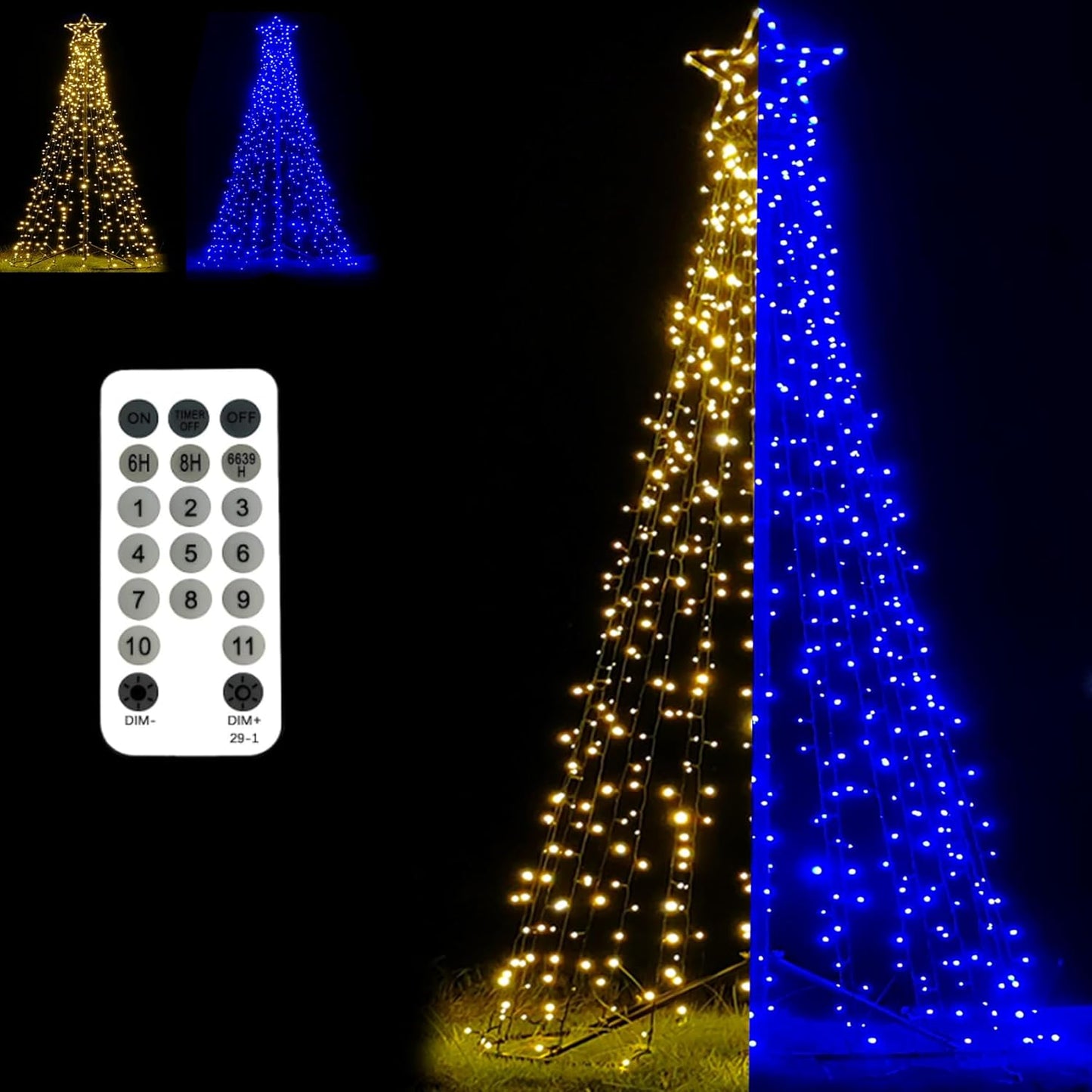 Outdoor Lighting Christmas Tree Lights Cone Tall Star Topped Artificial Christmas Trees Arbol de Navidad Outside Decor for Xmas New Year Holiday