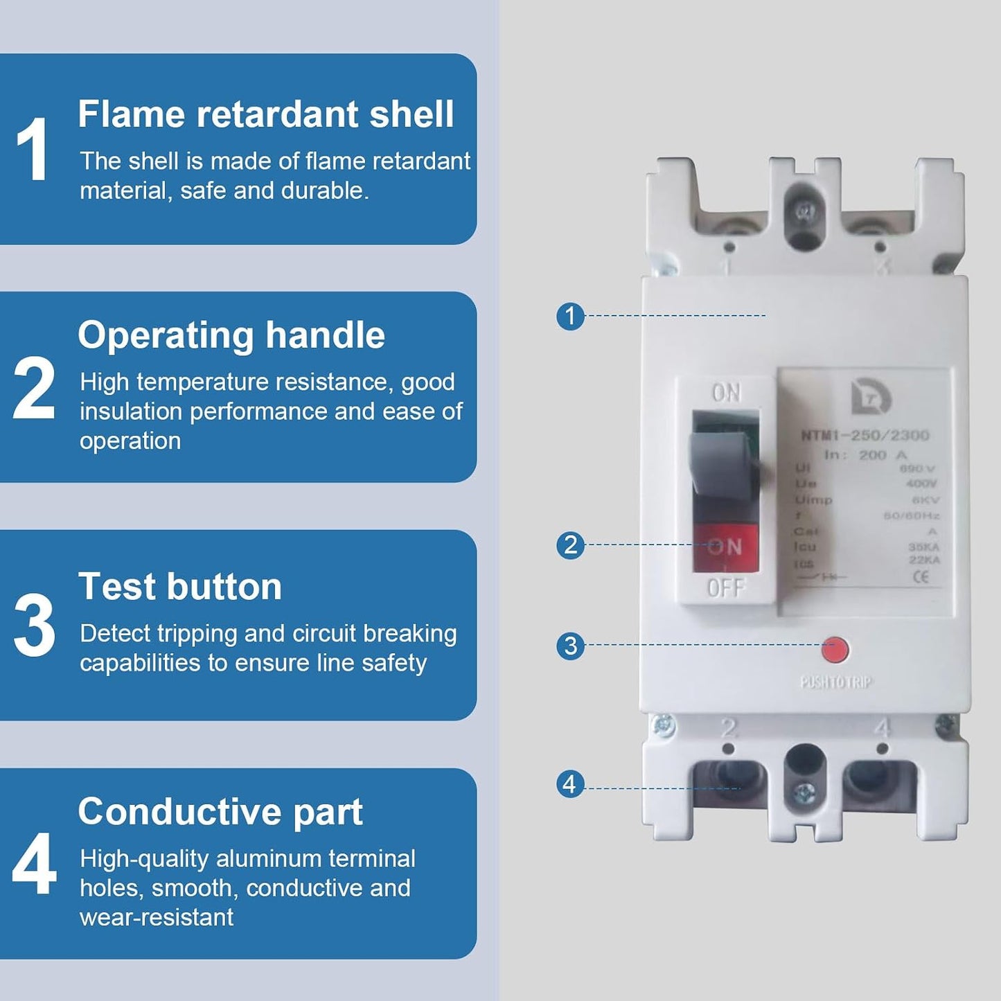 200A RV Disconnect Switch 400V NEMA 3R Pre-Wired Breaker Box | Galvanized steel outdoor enclosure for solar, generator, and camper power. Includes molded case circuit breaker.
