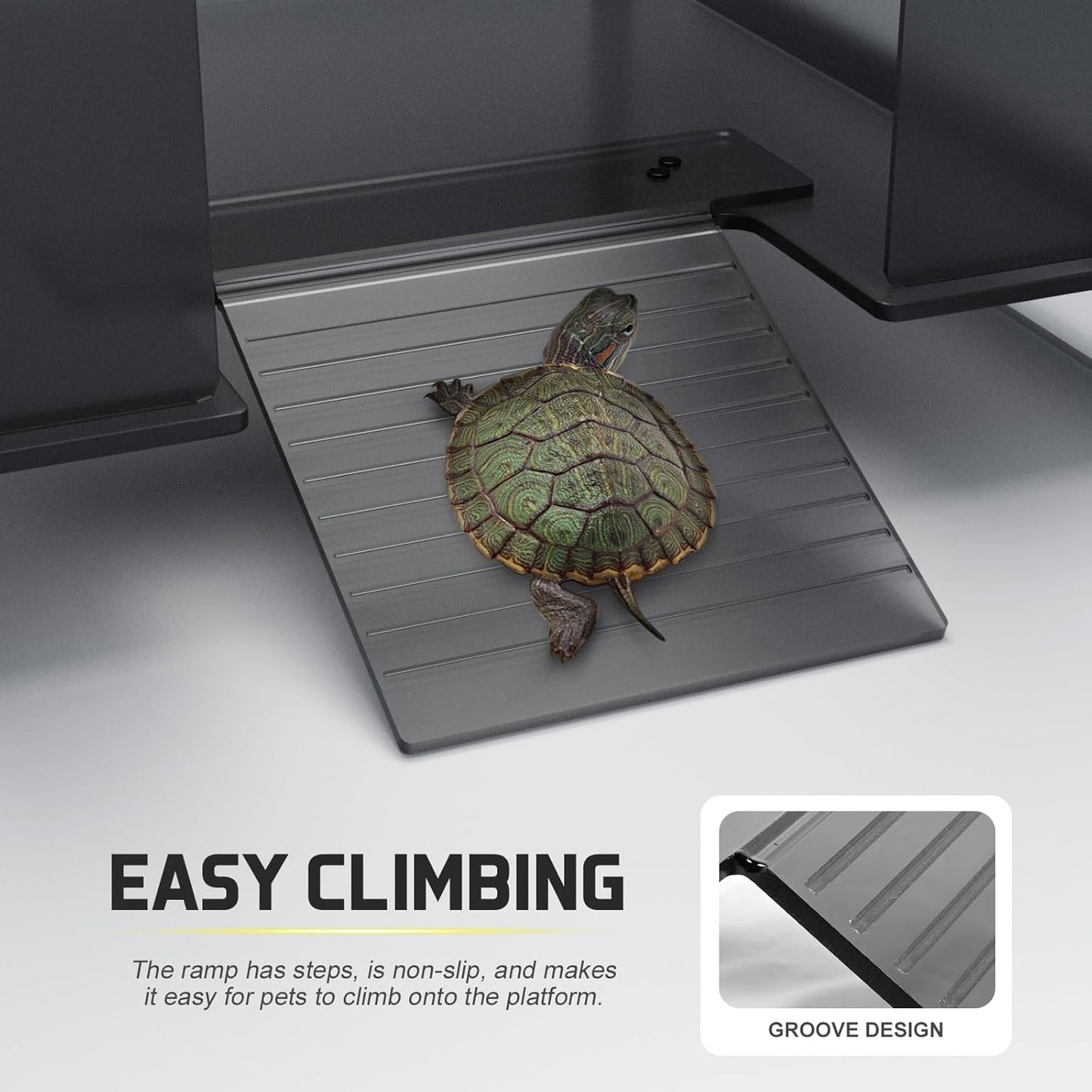 Large Turtle Basking Platform Dock with Ramp for 75/125 Gallon Aquarium, Fits 17-20 Inch Wide Tanks