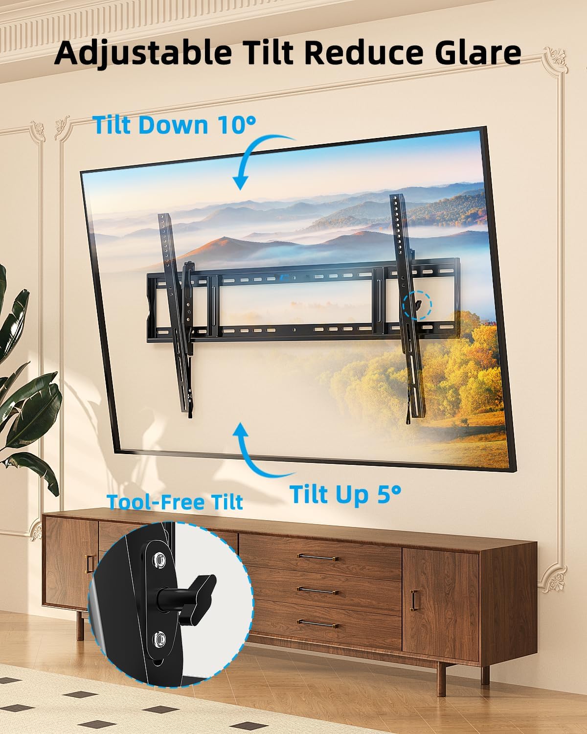 HOME VISION Heavy Duty Tilting TV Wall Mount for 65-150 Inch Flat & Curved TVs, 264lbs Load Capacity, 2.44" Low Profile Wall Mount TV Bracket, Max VESA 1200×600mm, Fits 16/18/24/48 Inch Wood Studs