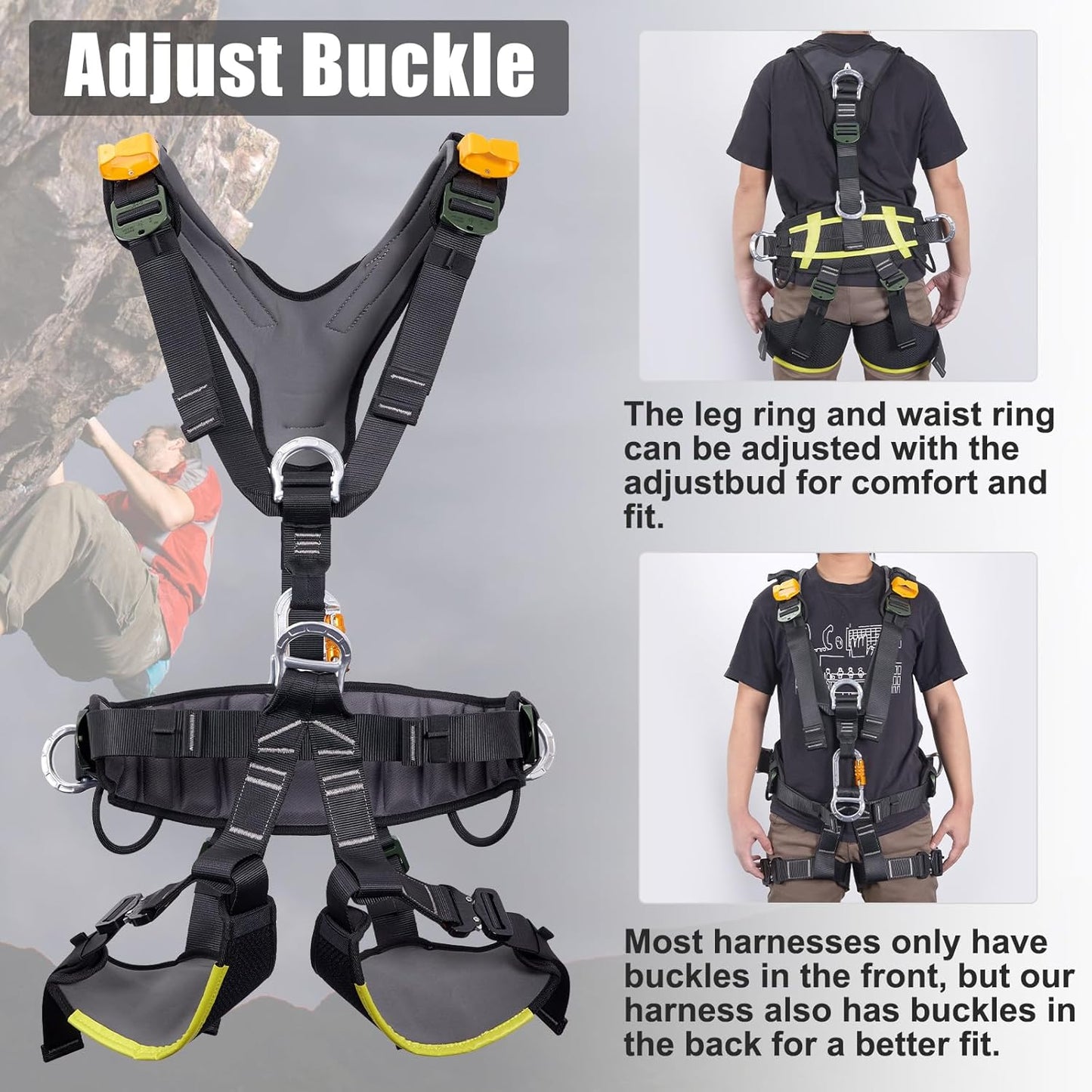 SOB Safety Full Body Harness, with 7 Point Adjustment, Lightweight Hunting Harness, Tree Stand Harness with 360 Degree Rotation, Adjustable