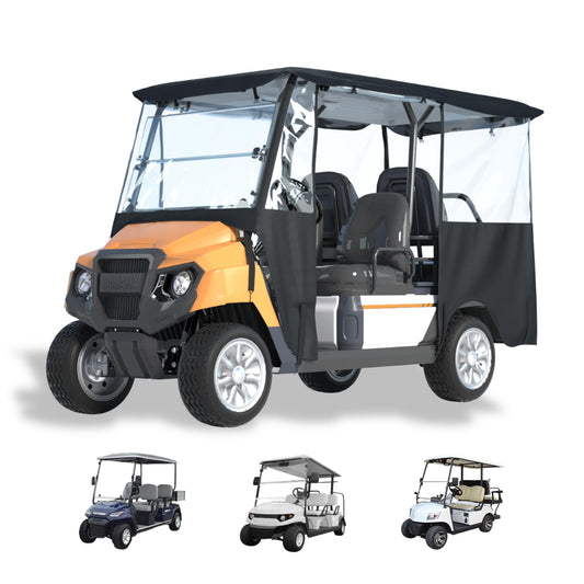 BENVOL Golf Cart Enclosure 4 Passenger –Roof Up to 78", Heavy Duty 900D Waterproof Rain Cover,0.5mm Clear PVC, Fits Club Car Precedent/Onward/Tempo, EZGO & Yamaha, Winter Windprood Cover 4seat-black