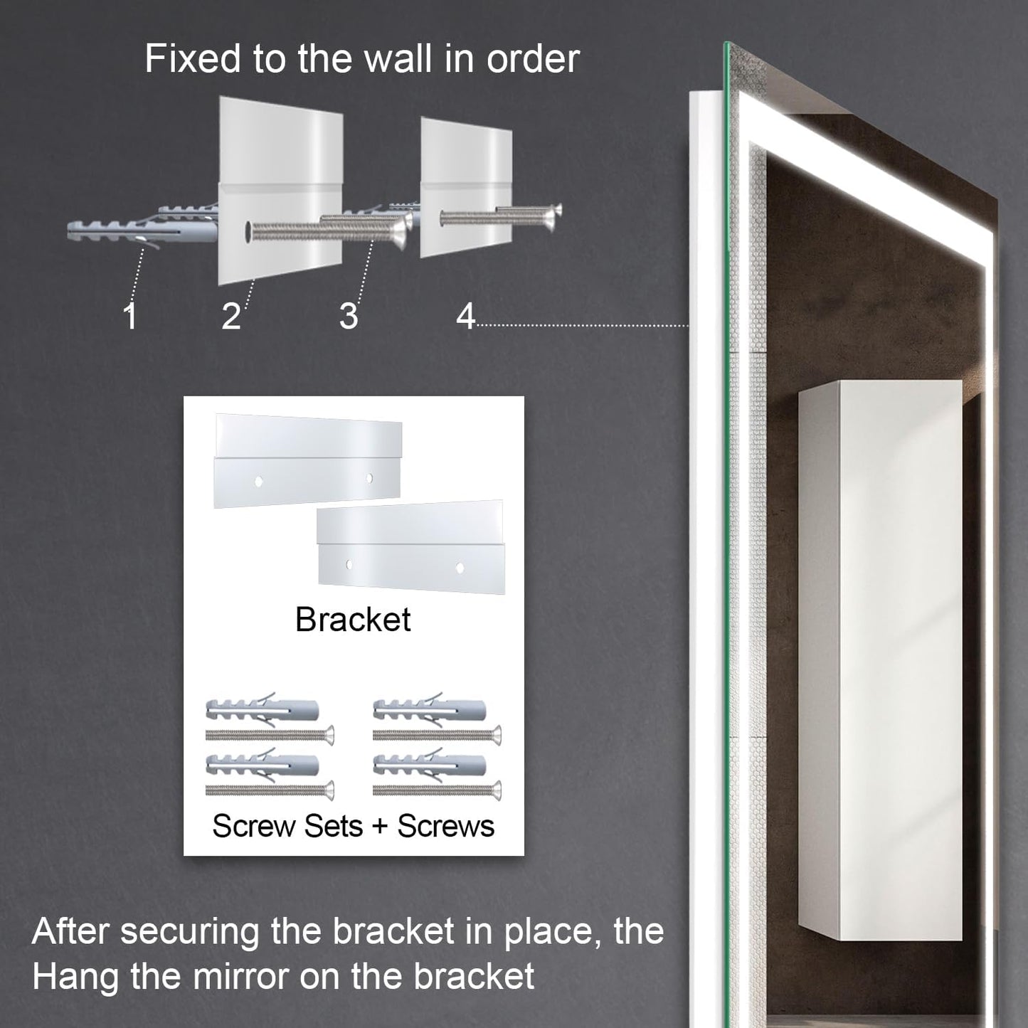 LED Bathroom Mirror 36 x 30 Inch Anti-Fog Bathroom Mirror with Led Illuminated Mirror, Wall Mounted Lighted Vanity Mirrors for