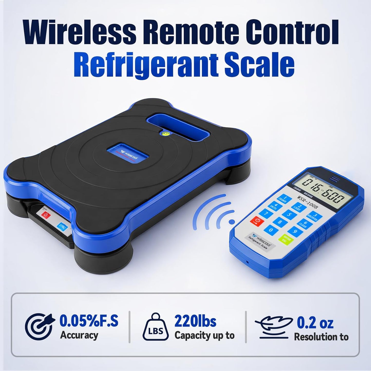Wireless Refrigerant Scale 220 lbs for HVAC, Digital Freon Charging Scale with Remote Control, High Accuracy HVAC AC Scale for Automotive, Residential & Commercial Refrigeration Recovery
