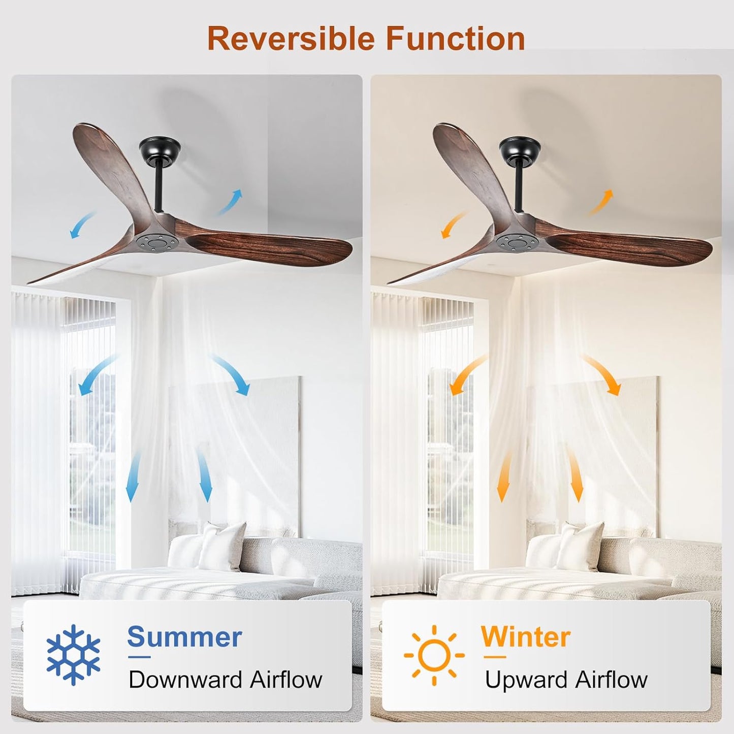 60 Inch Outdoor Ceiling Fan No Light Wood Ceiling Fan Without Lights