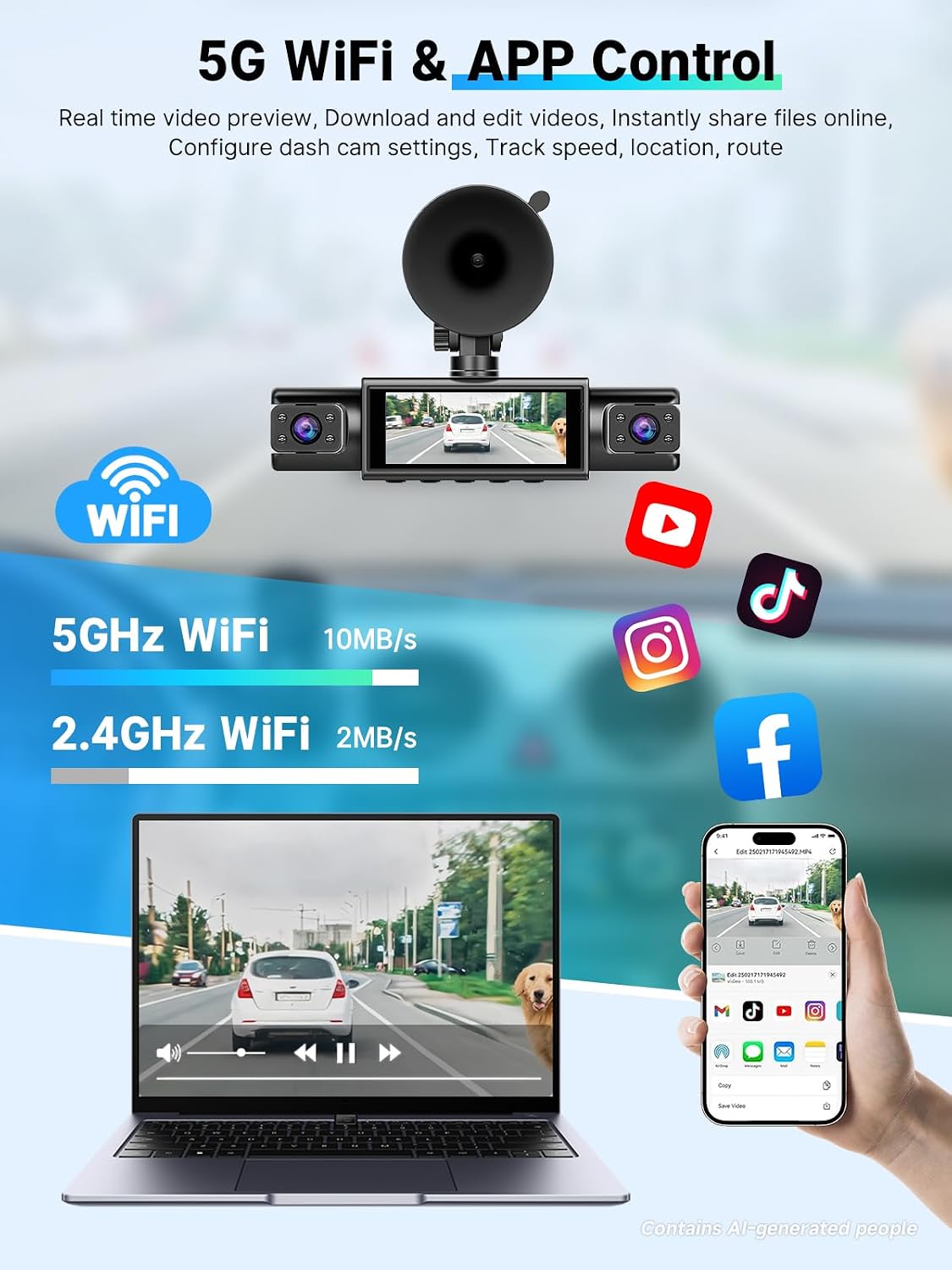 64GB 4 Channel Dash Cam 360° View, Car Dash Cam Front and Back 3.0 Inches Y-DC315, with Hardwire Kit
