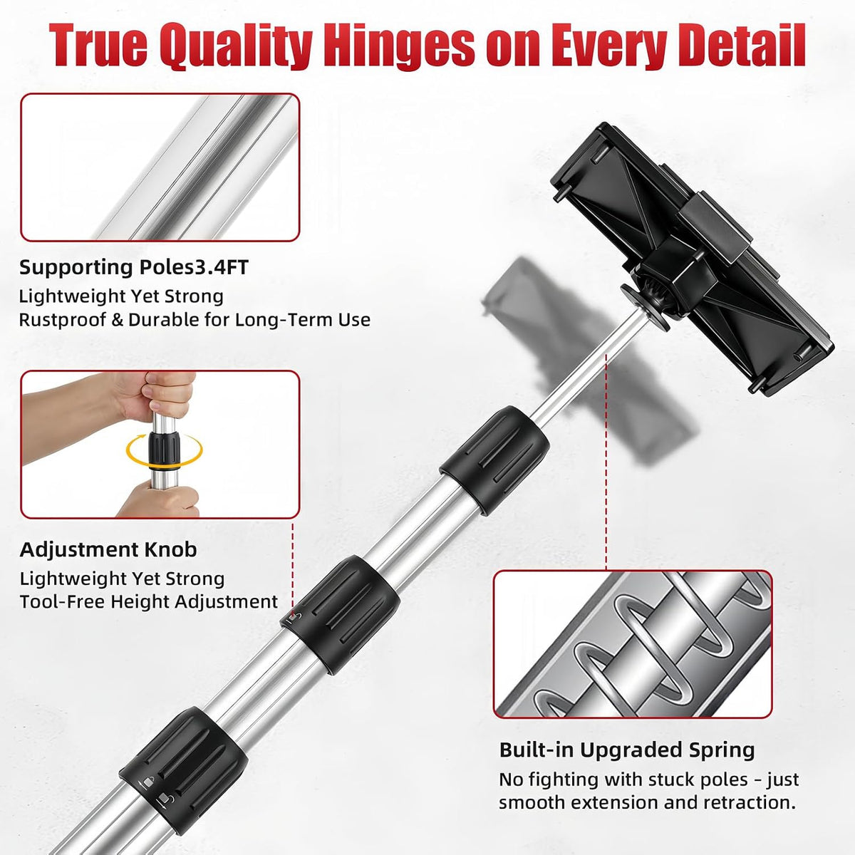 12FT Spring Dust Barrier Poles Kit, Retractable Zip Wall Pole Kit