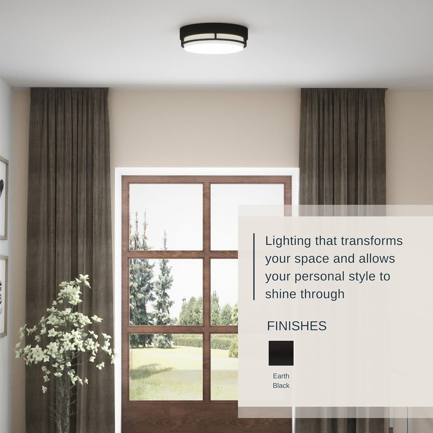 Hale Integrated LED Flush Mount Light, 14-Inch Earth Black Ceiling Fixture, Modern Low Profile Lighting for Hallway, Kitchen, Bedroom 14" W