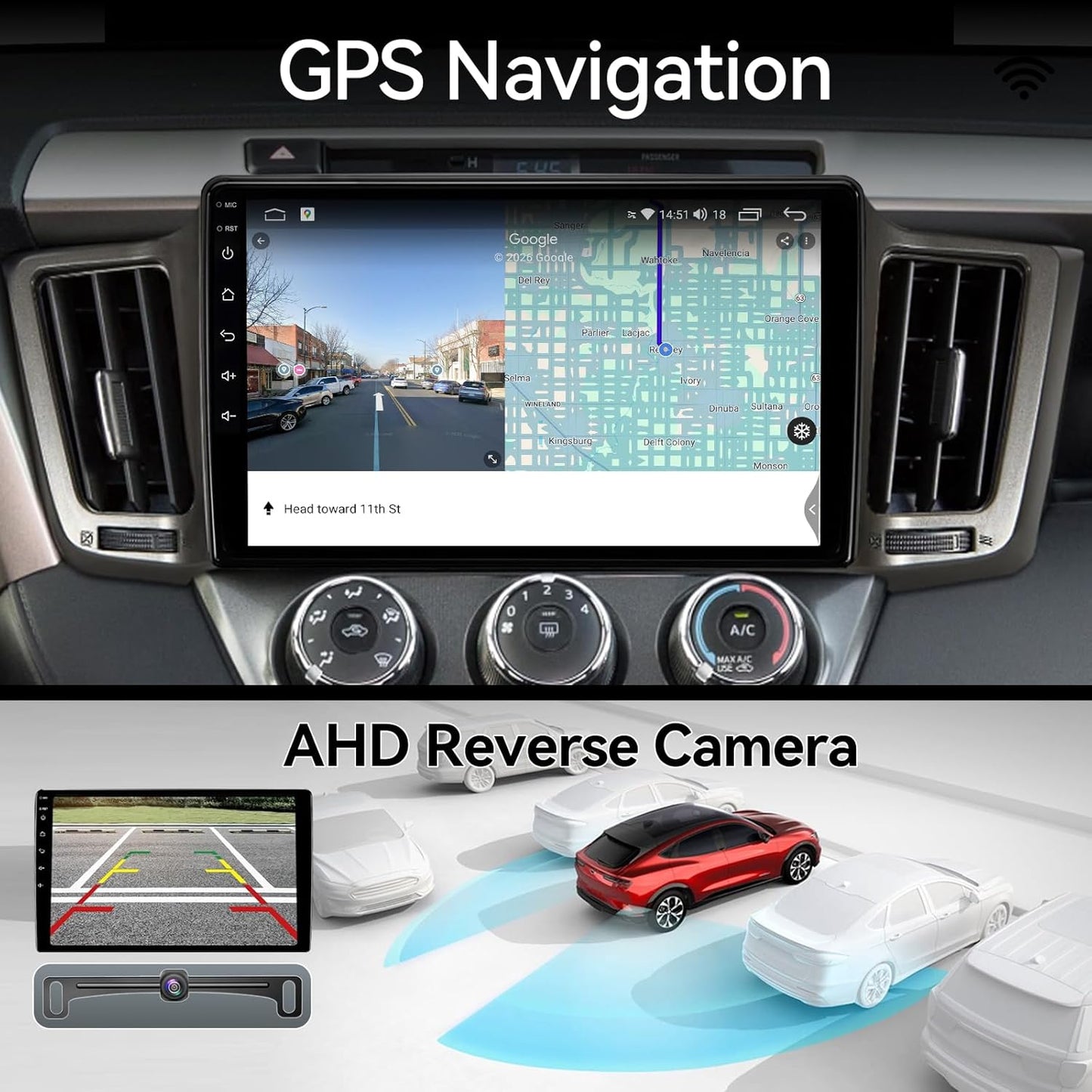 10.2'' 64GB Car Radio Stereo Upgrade for Toyota RAV4 2013-2018, Plug and Play Android 13 Head Unit with Wireless Carplay/Android Auto/1080P Backup Camera/AM FM Radio 4 Core 2+64GB