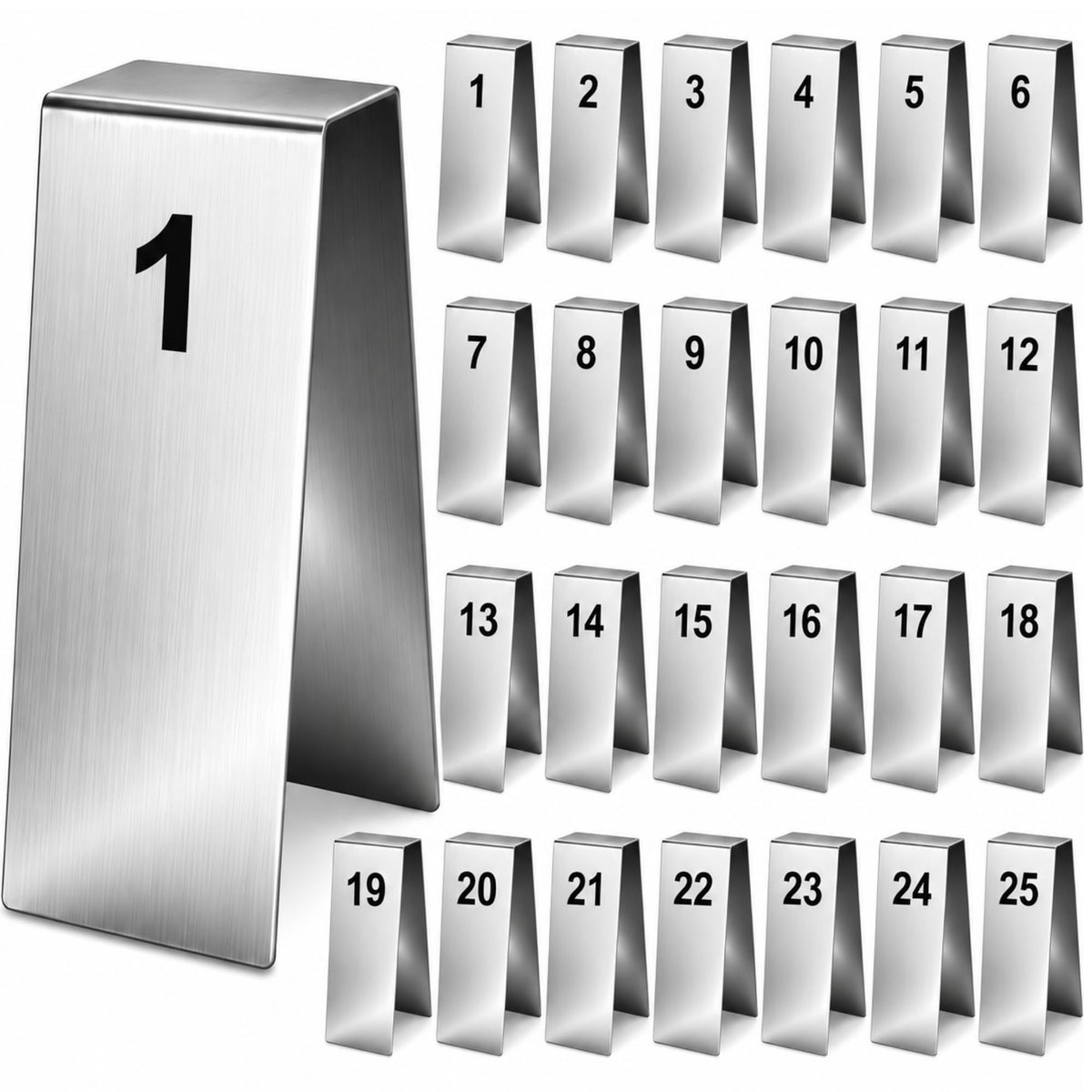 Honeydak 1-25 Table Order Numbers Double Side Sliver Stainless Steel Signs