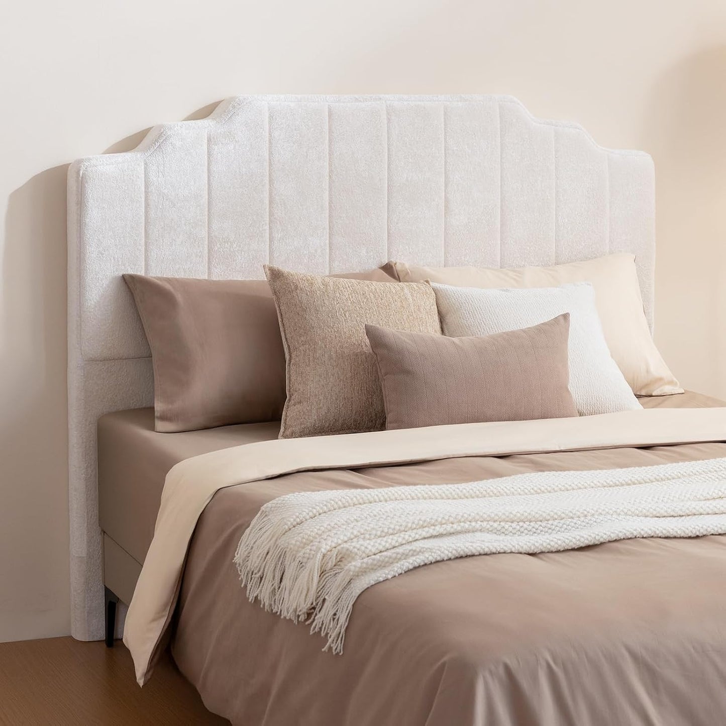 Twin Headboard Only - Beige Velvet Upholstered Headboard for College Dorm, No Assembly Required, Pure Sponge Design, Comfort Head Board, Place Between Bed & Wall,45" H Beige Twin (45"H)