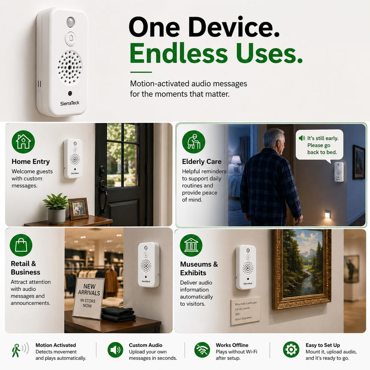 SierraTeck Pro: Motion-Activated Audio Player - Wi-Fi & Real-Time Alerts