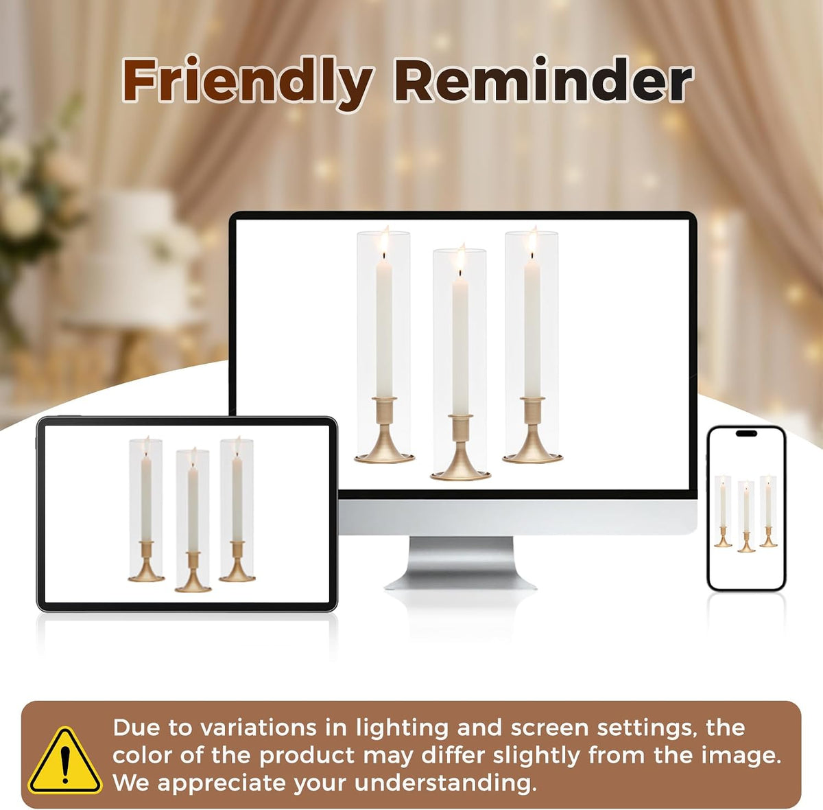 Hurricane Glass Candle Holders, Gold Candlestick Holders 18 Pcs