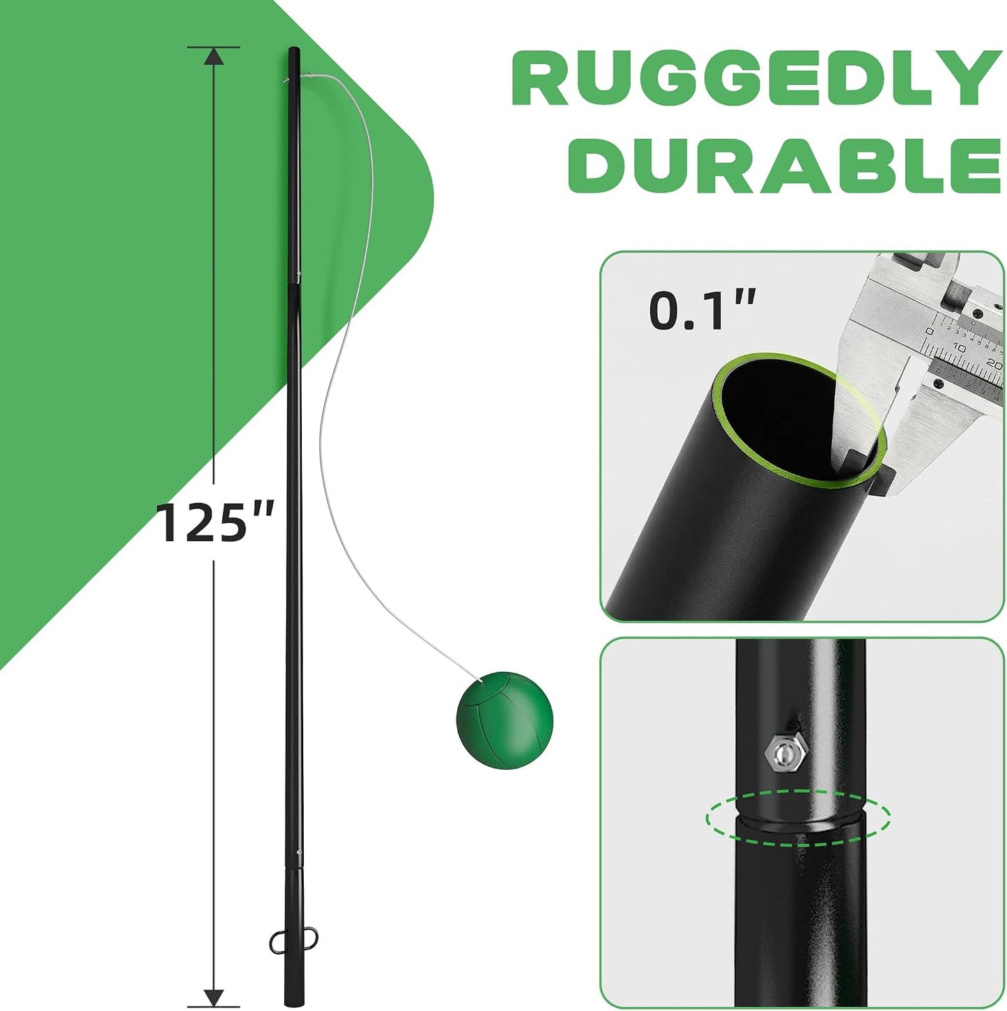 MR Tetherball Set,Tetherball Ball and Rope Set with Pole 10.43ft Height Heavy Duty，Backyard for Outdoor Games and Lawn Games