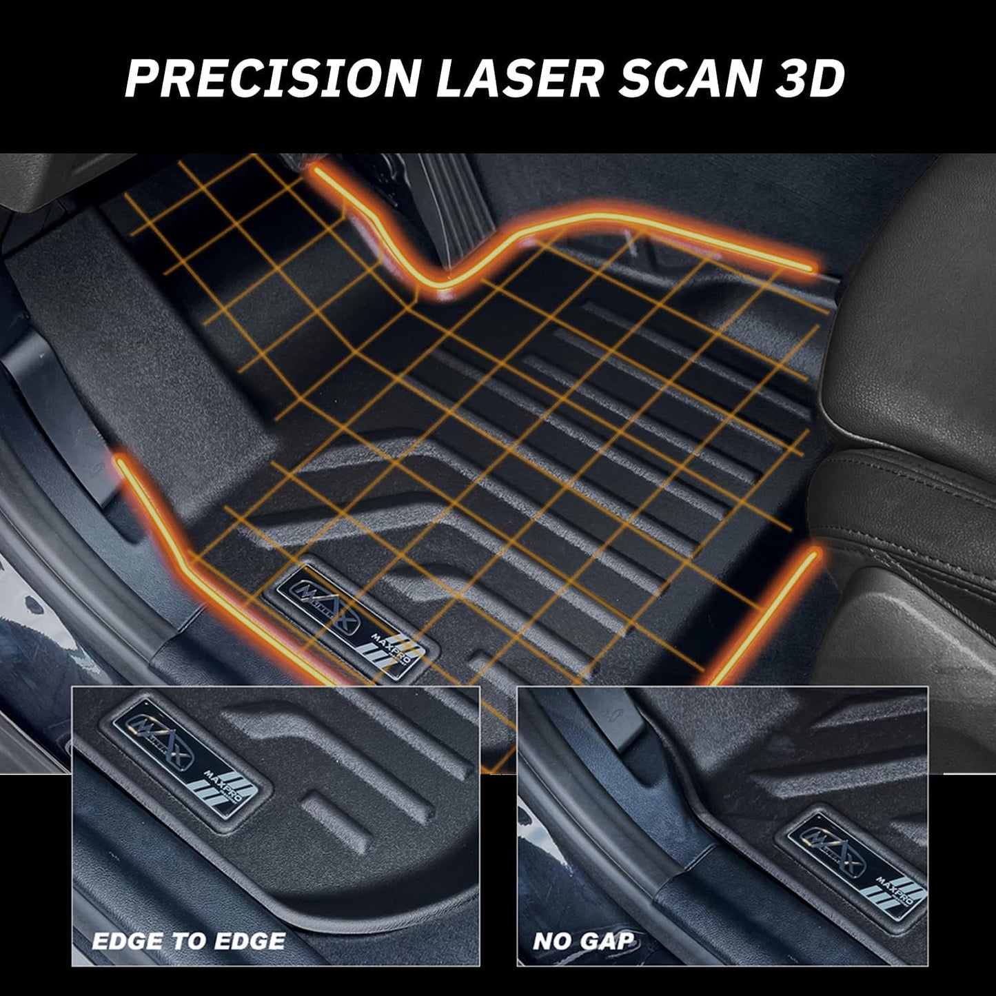 Premium MAXPRO All Weather Floor Mats for 2024-2026 Ford Ranger Raptor SuperCrew Cab Custom Fit Floor Liners 1st&2nd Row Set Waterproof TPE Anti-Slip Truck Mats Full Set Automotive Floor Mats Pickup