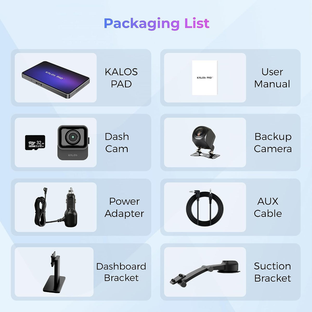 KALOS PAD Wireless Carplay Screen for Car 4K Dash Cam, 9" Carplay & Android Auto Car Stereo, with 1080p Backup Camera, BOE LCD/Mirror Link/Gesture Control/POP Island