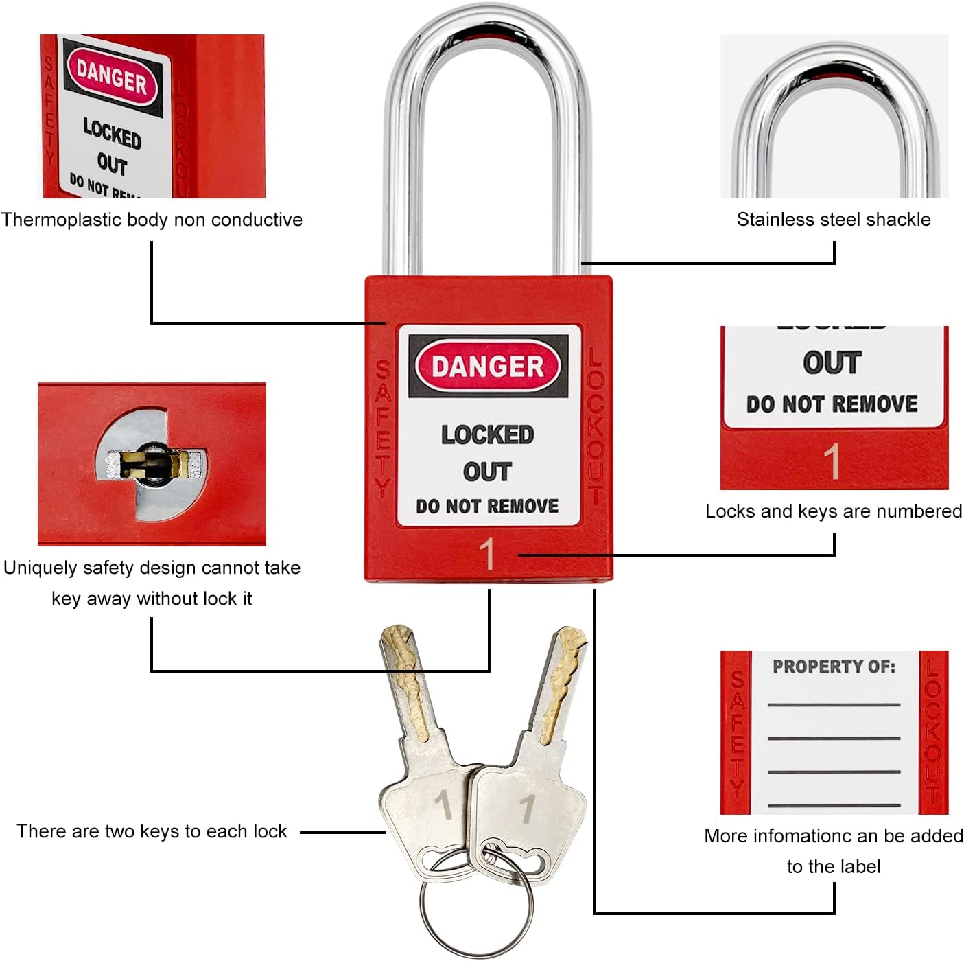 Lockout Tagout Station Metal Kit with Lock Out Tag Out Loto 4 Hasps,40 Tags,20 Locks with Number 1-20 (Big Metal Station)