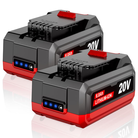 TenHutt 【High Capacity】 2-Pack 6.0Ah High Power Replacement for Bauer 20v Lithium Battery 1907C-B 1702C-B 1701C-B, Compatible with Bauer 20-Volt Cordless Power Tools & Charger 1704C-B 1906C-B