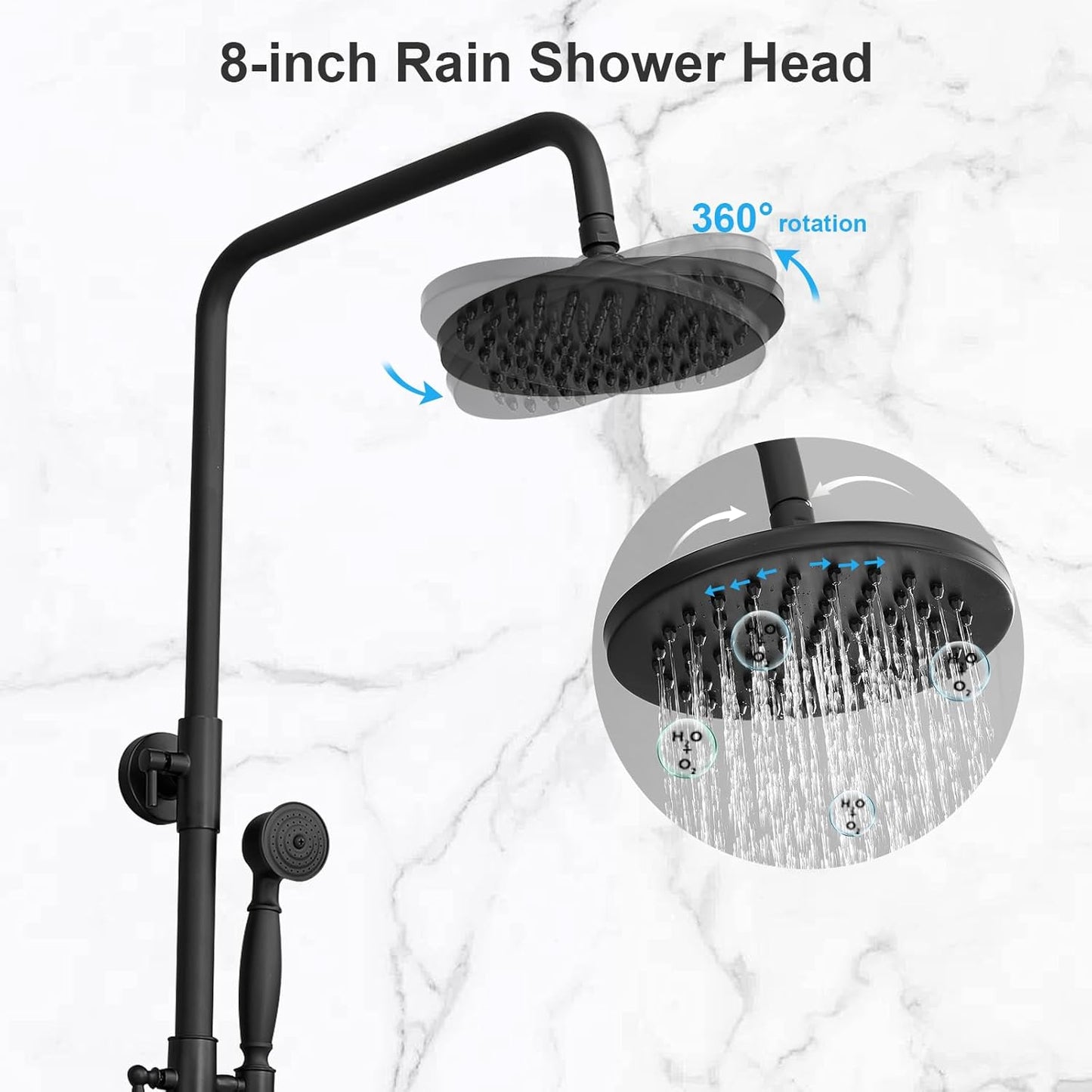 Bathfinesse Outdoor Shower Faucet, Bathroom Shower Fixture System Combo Set, High Pressure Rain Shower Head with Hand