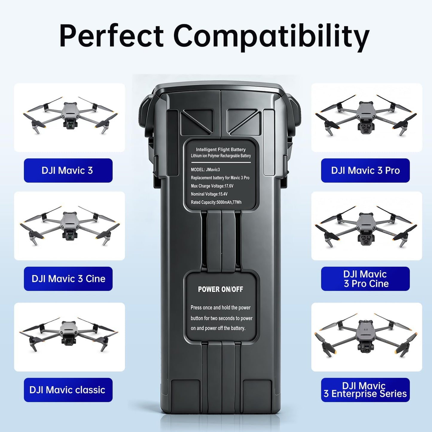 Battery Compatible with Mavic 3,  Battery 1-pk, 5000mAh Intelligent Flight Mavic 3 Pro Battery, Max Flight Time 46 Mins, Compatible with DJI Mavic 3 Enterprise Series, Mavic 3 Pro Cine, Mavic 3 Pro, Mavic 3 Cine/Classic