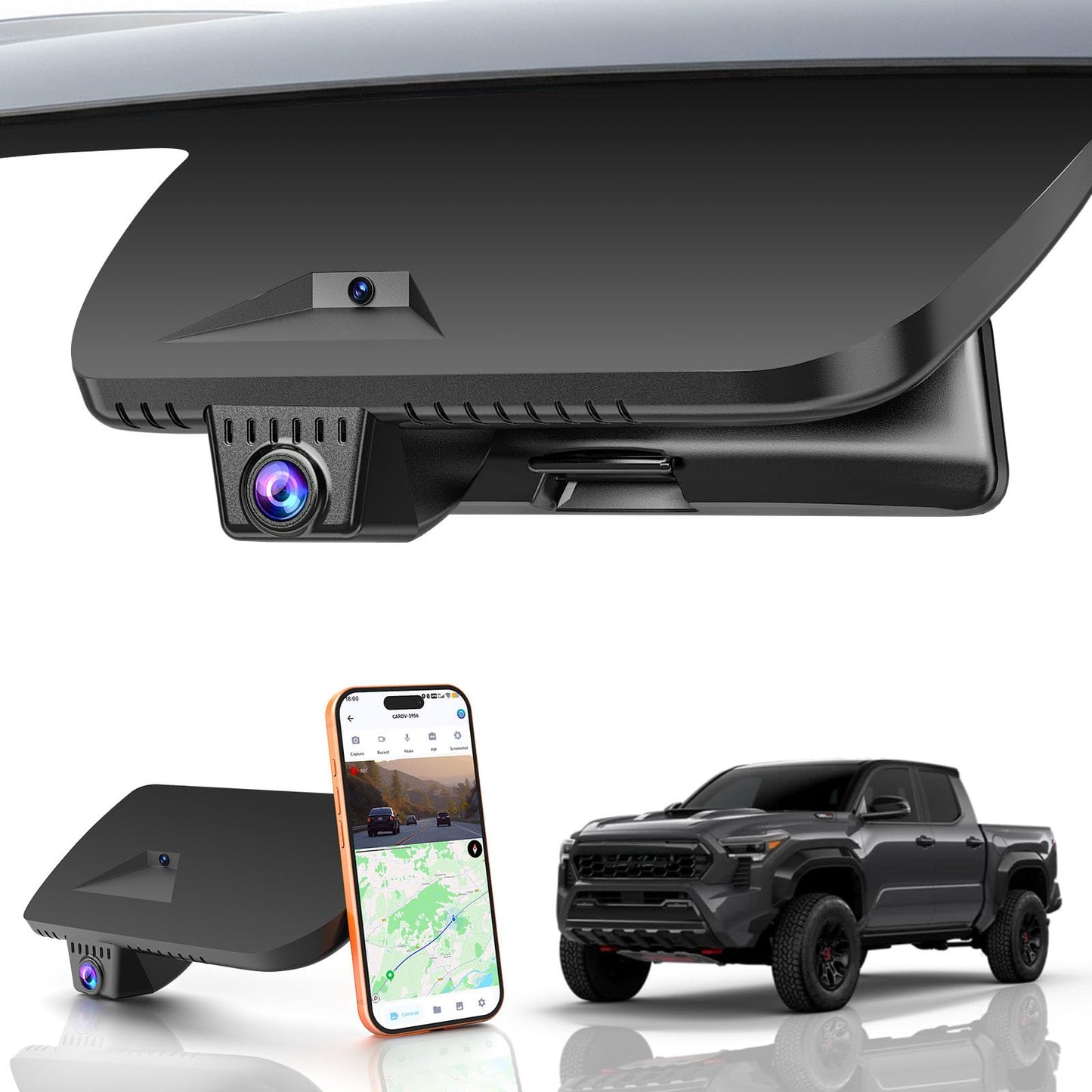 Front 4K Dash Cam fit for Toyota Tacoma 2024 2025 2026 TRD SR SR5 Sport Pre-Runner Off Road Limited & Tacoma Hybrid,2160P Video HDR,OEM Look Camera,5.8GWiFi APP,GPS,Plug&Play,G-Sensor