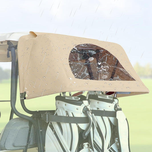 Panglong Universal Golf Cart Rear Bag Rain Cover with Bracket Kit (Beige), Suitable for Club Car, EZGO and Yamaha 2- Seater Golf Cart