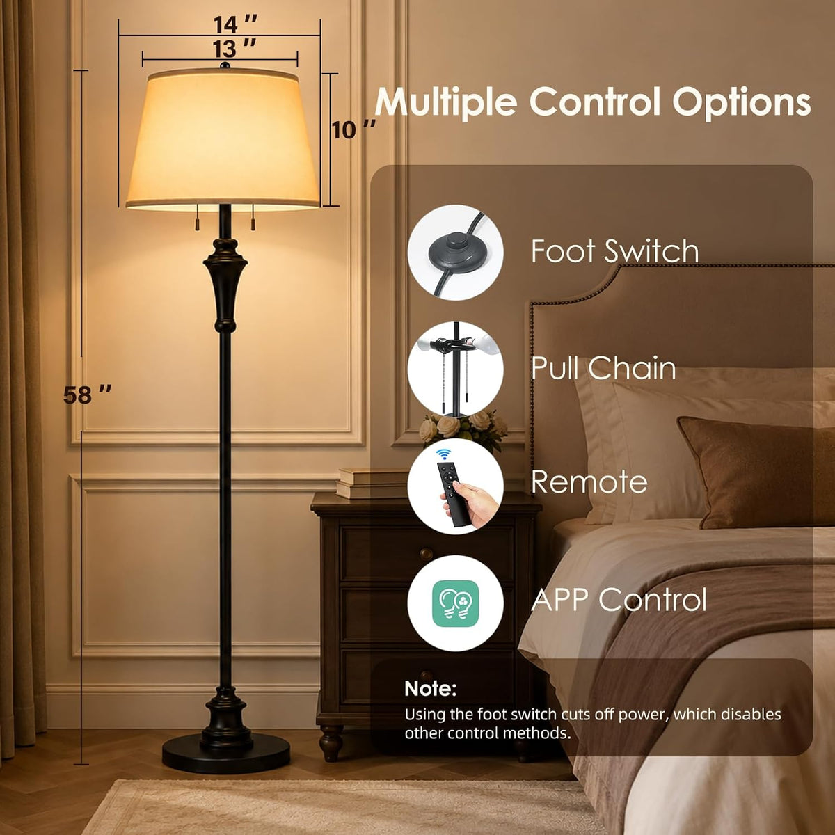 58’’ Remote Control Floor Lamps (E26 Bulbs Included)