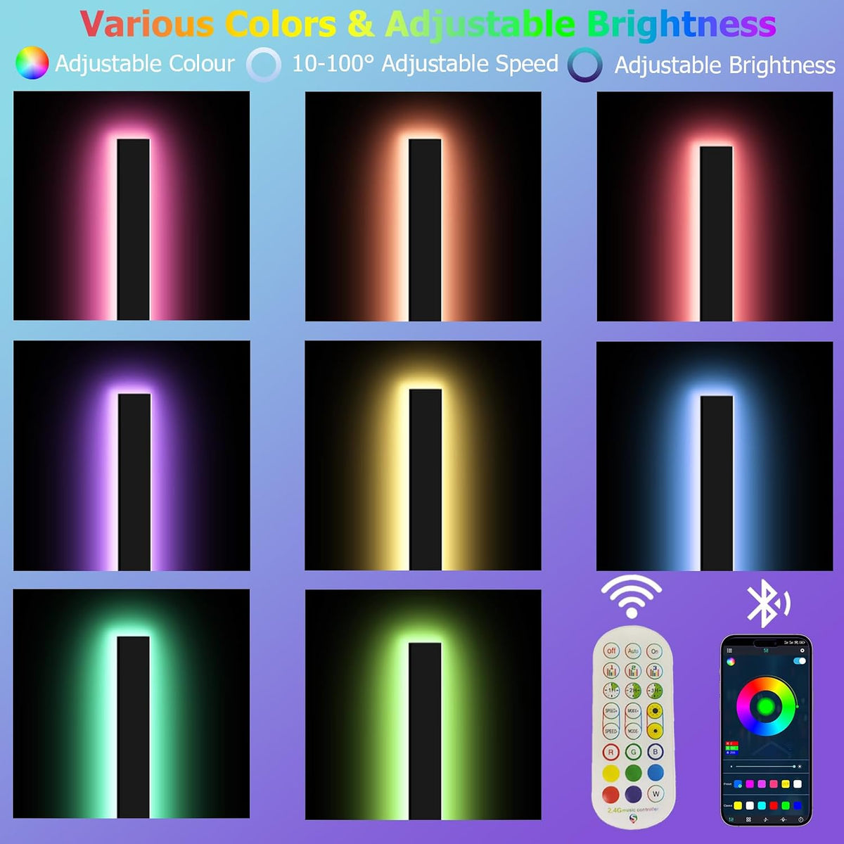 RGB Outdoor Wall Light with Remote & App Control,Bluetooth RGB (Red, Green, Blue) 2pc-47*4.33in-RGB