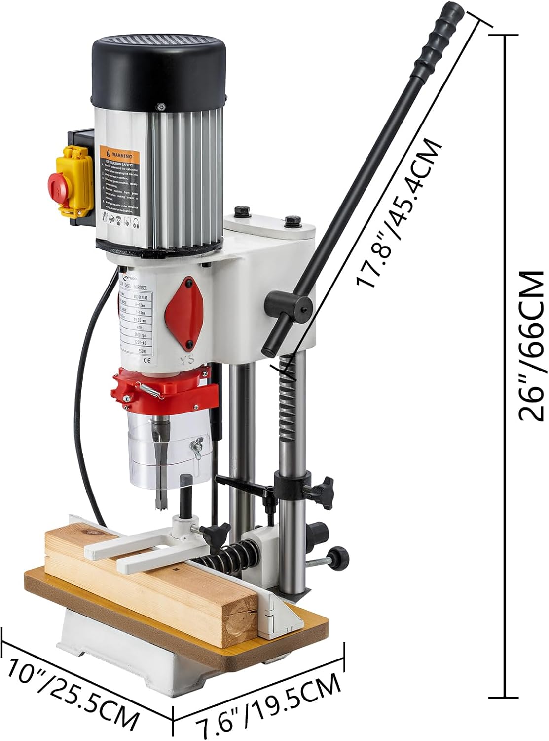 LMYYGOO Mortise Machine,3/4HP 2800RPM Mortising Machine - Powerful 110V Mortise and Tenon Machine Woodworking Tool -Benchtop Mortiser with Chisel Bit