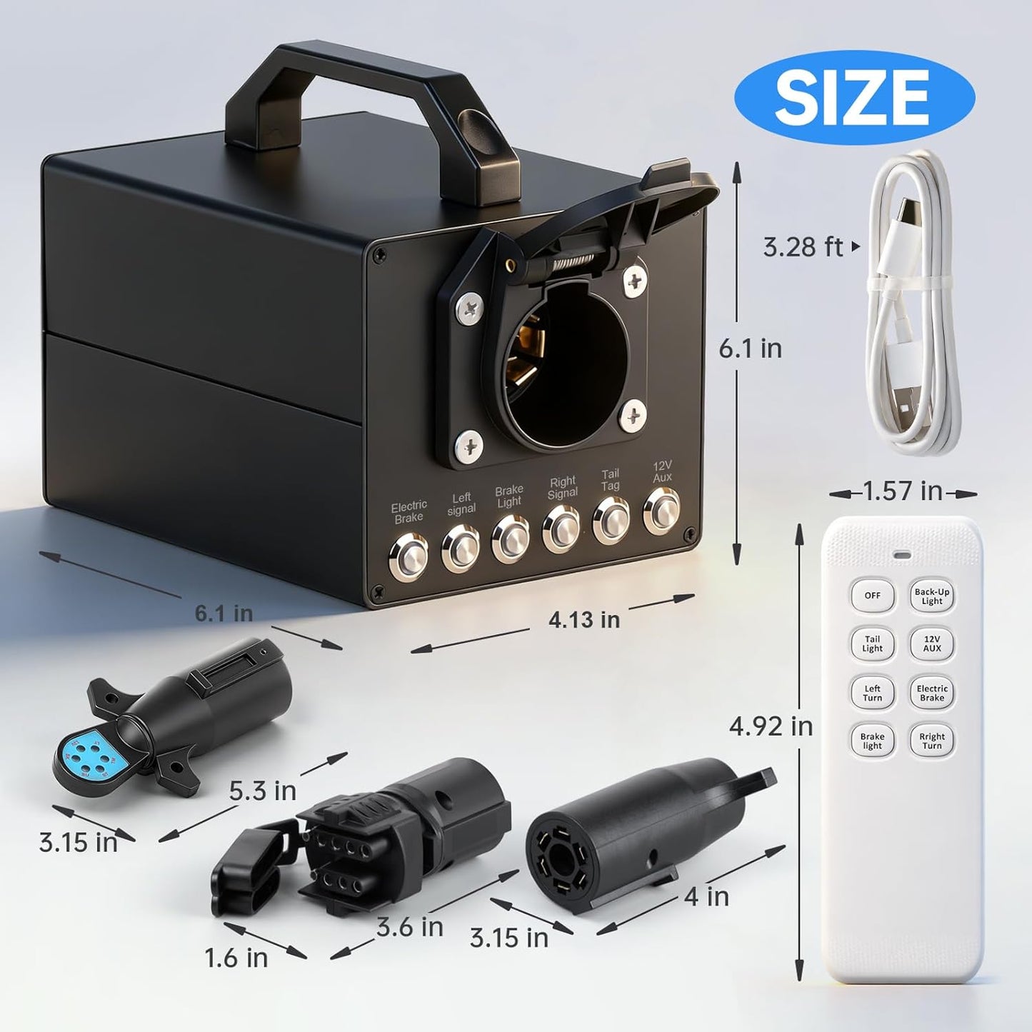 Trailer Light & Electric Brake Tester with 12V 10Ah Battery, Tests 7-Spade, 6-Round and 4/5-Flat Pin Type Trailer Harnesses, Bluetooth App Connection Remote Operation, IP68 Waterproof Case 7-Way Flat (Spade)