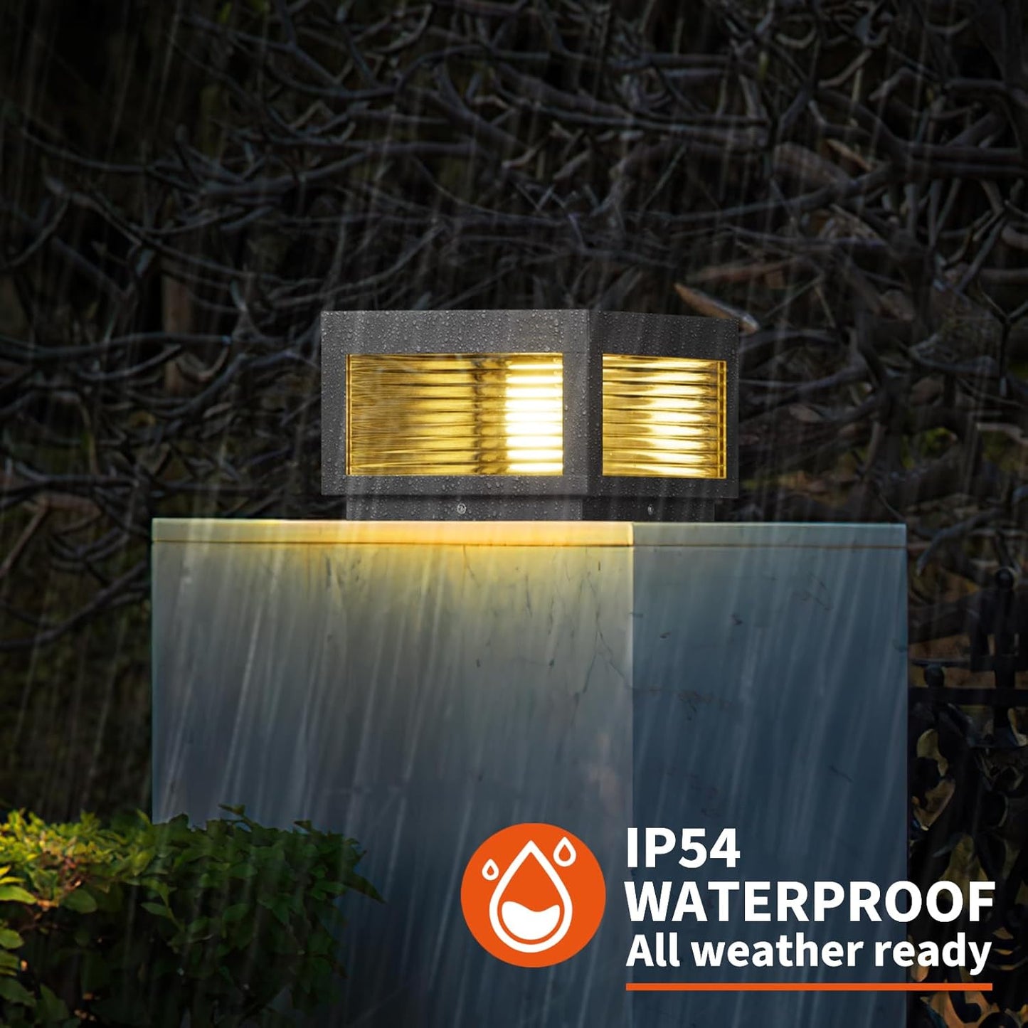 Solar Lamp Post Light, 9.84' Outdoor Pillar Lights Large Square Modern Post Cap Light IP54 Waterproof 3000K LED Luxury Landscape Column Ligh