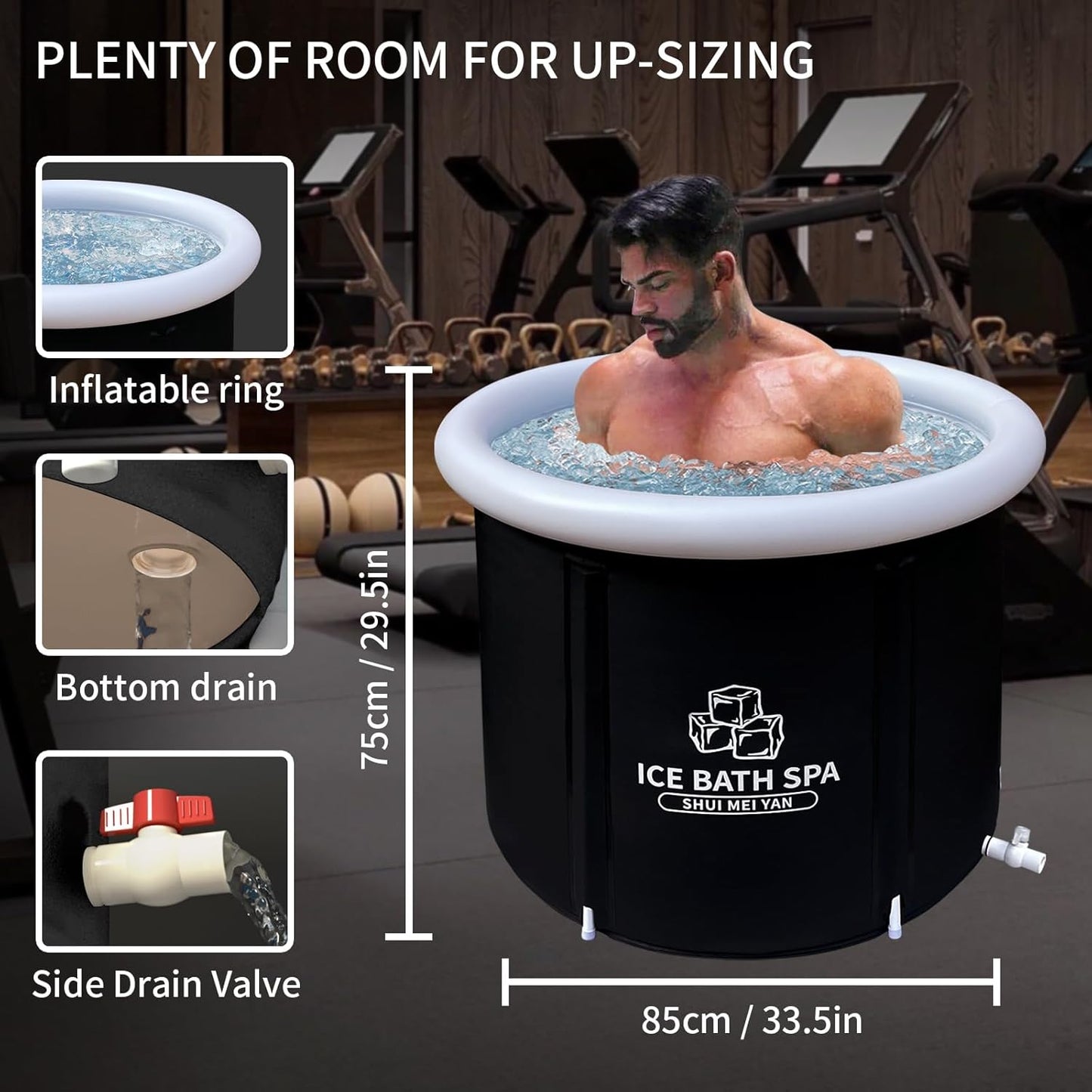 SHUIMEIYAN Large Ice Bath Tub for Athletes Outdoor Portable Bathtub for Adults Cold Water Therapy Tub for Recovery Cold Plunge Tub Ice Barrel Ice