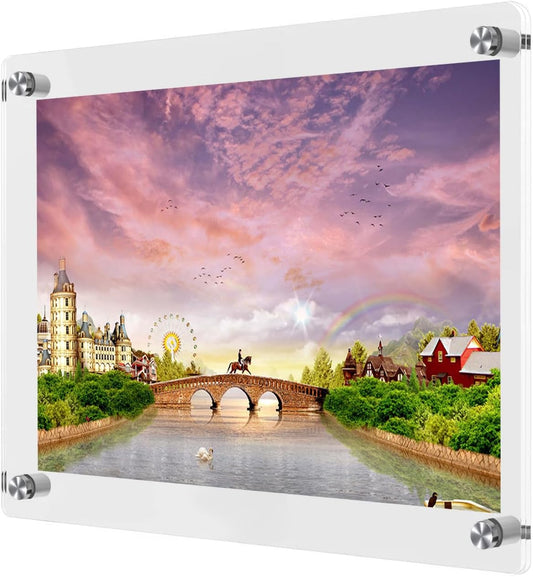 Acrylic Dry Erase Board for Wall 2 Pack or Acrylic Wall Mount Frameless Picture Frame for Photos and Posters Double Panel Design Picture Frame up to