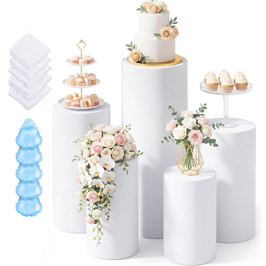 LEIFIDE 5 Set Cylinder Stands for Party with Water Weight Bags, 5 Sizes