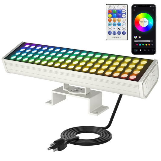 Smart Flood Lights Outdoor Color Changing, 360W RGBCW Wall Washer, WiFi App & RF Remote, 2700K-6500K Tunable White, Voice Control, IP65 Waterproof, Music Sync, Timer 5*72W RGB+Tunable White(2700-6500K)