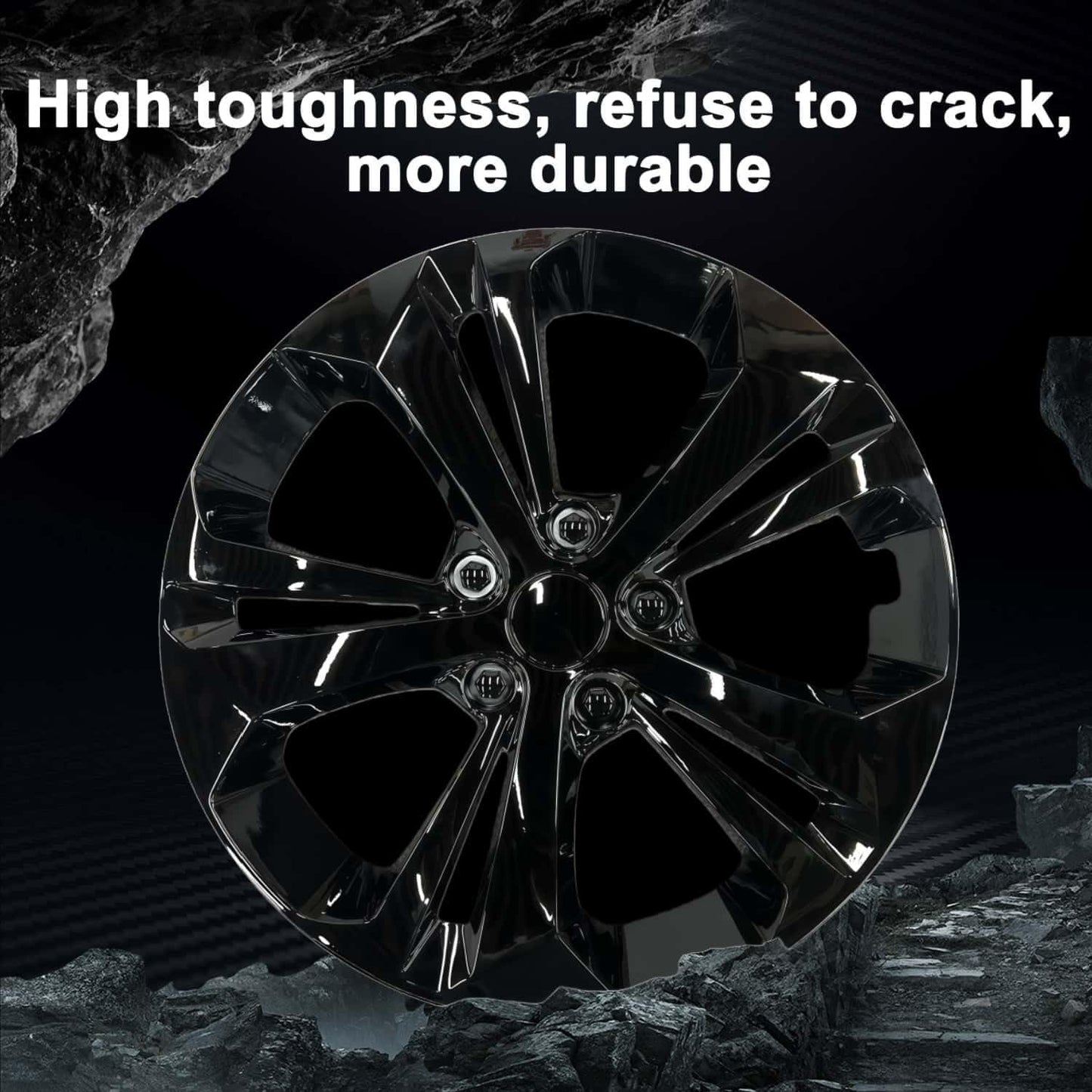 17-Inch Hubcaps Compatible with Chevy Trax LS 2024–2026 | Easy Snap-On ABS Hubcaps | Stylish OEM Replacement for Factory Steel Wheels；Set of 4 Wheel Covers (Black)