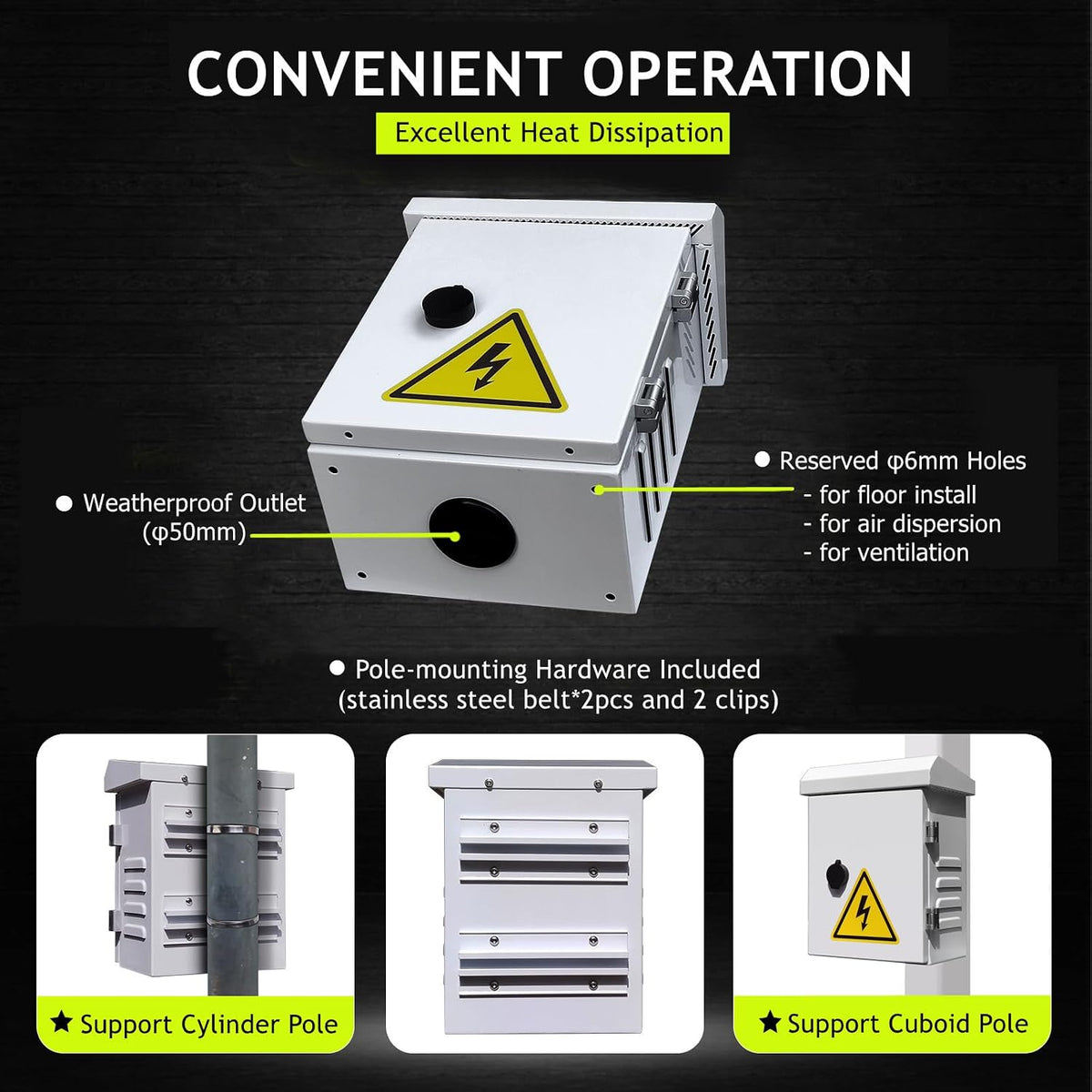Steel Outdoor IT Electrical Enclosure Box with Wall/Pole Mount 9X11.5X5.8